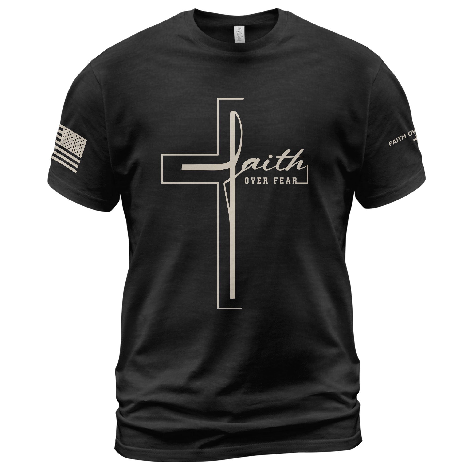 Minimal Cross Faith Over Fear Christian T-Shirt