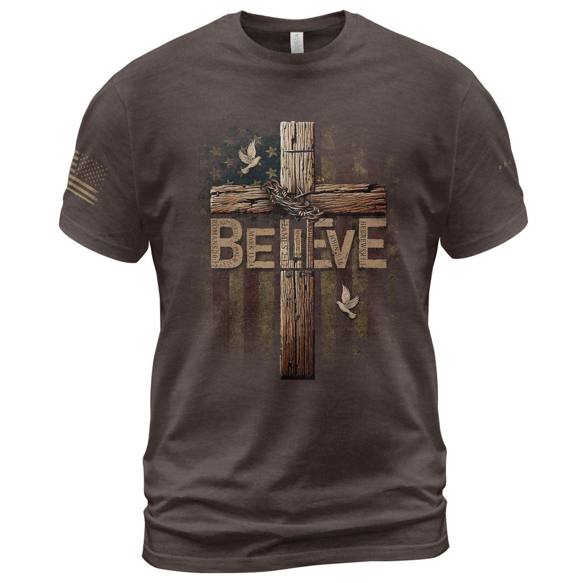 Believe – Romans 10:9 Salvation Tee - Rust Field Wear