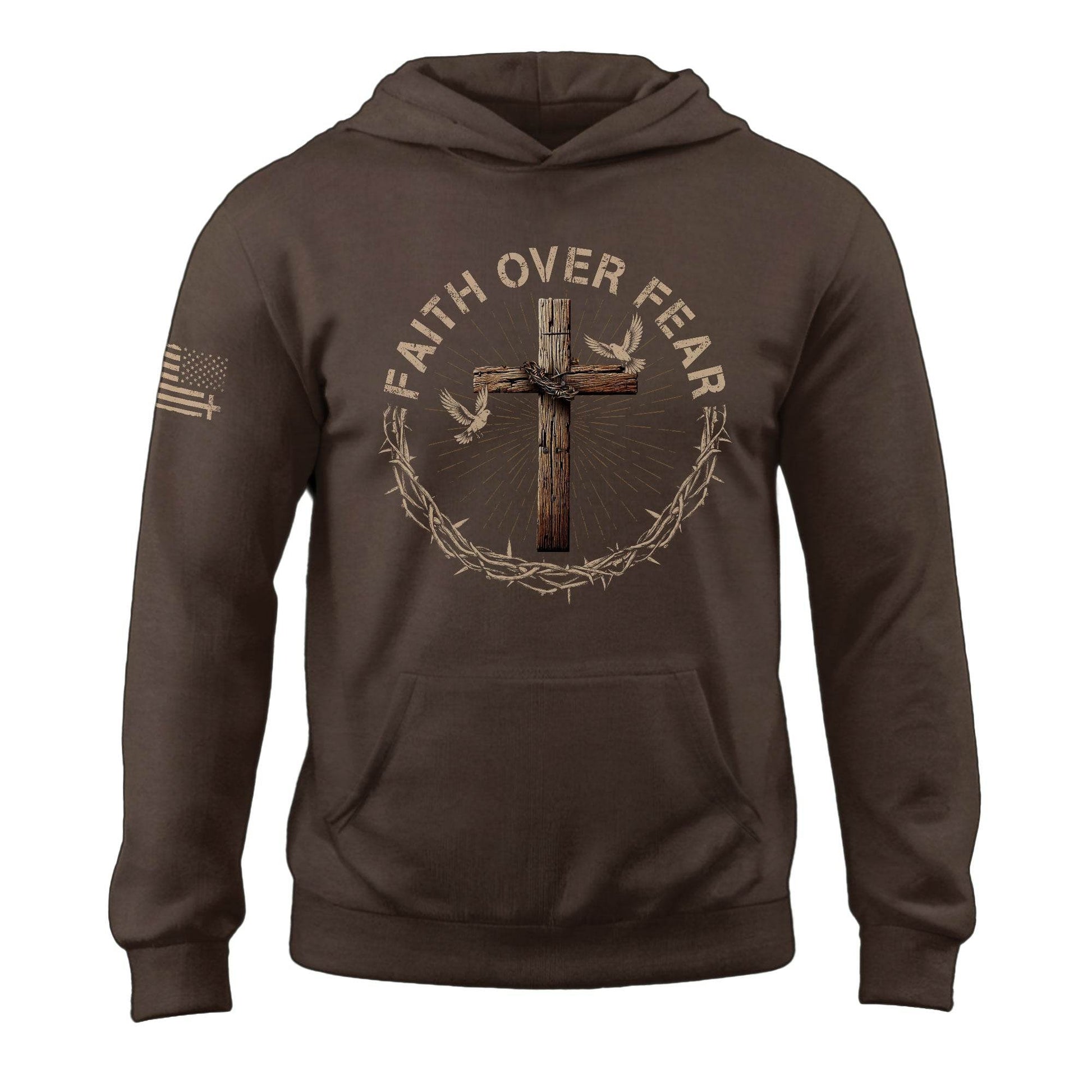 Faith Over Fear Christian Patriotic Hoodie - Rust Field Wear