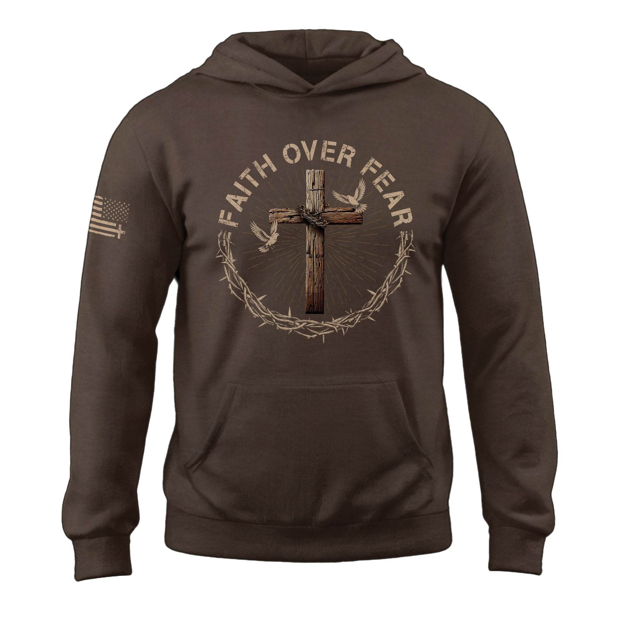 Faith Over Fear Christian Patriotic Hoodie - Rust Field Wear