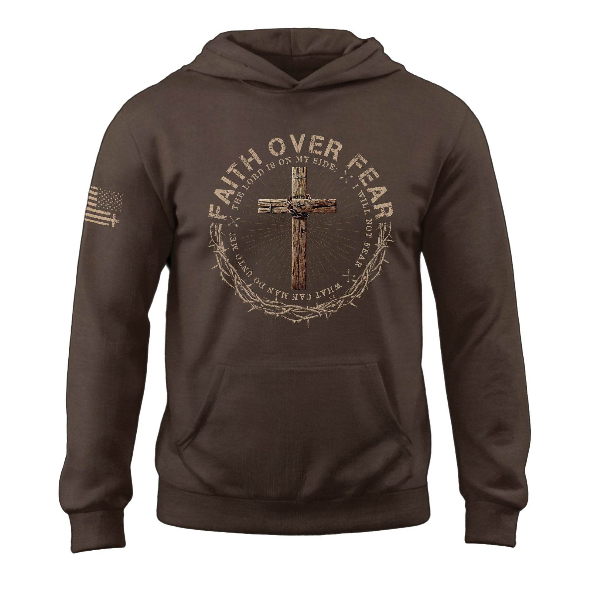 Faith Over Fear Cross And Doves Christian Hoodie - Rust Field Wear