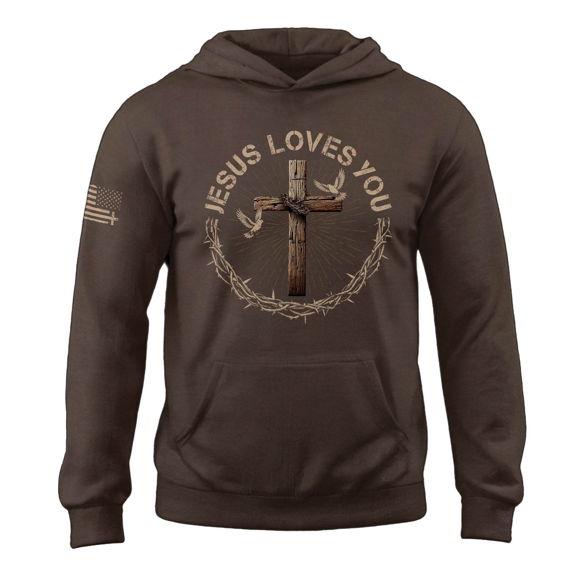 The Cross Of Love "Jesus Loves You" Crown Of Thorns Hoodie