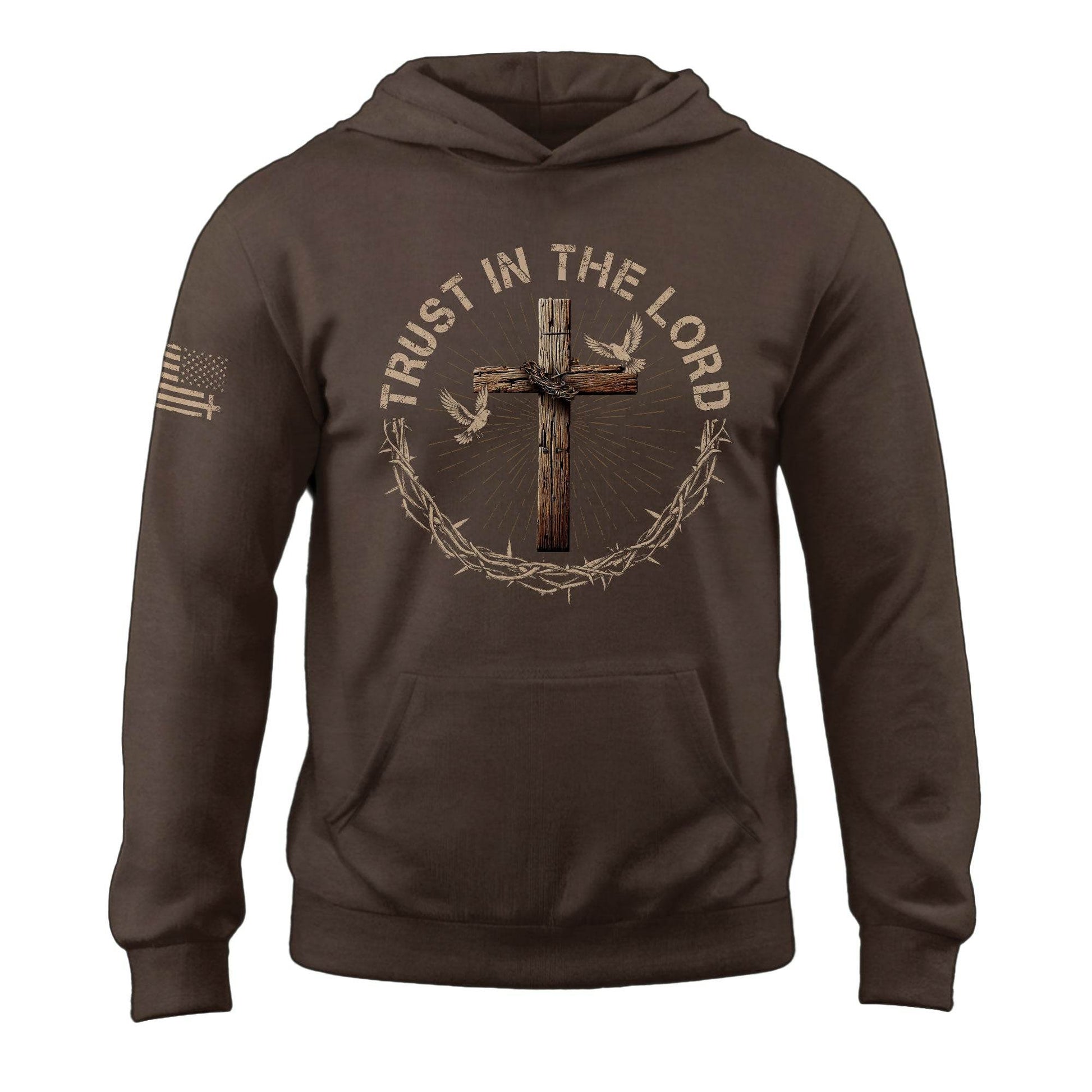 Trust In The Lord Cross And Doves Christian Hoodie - Rust Field Wear