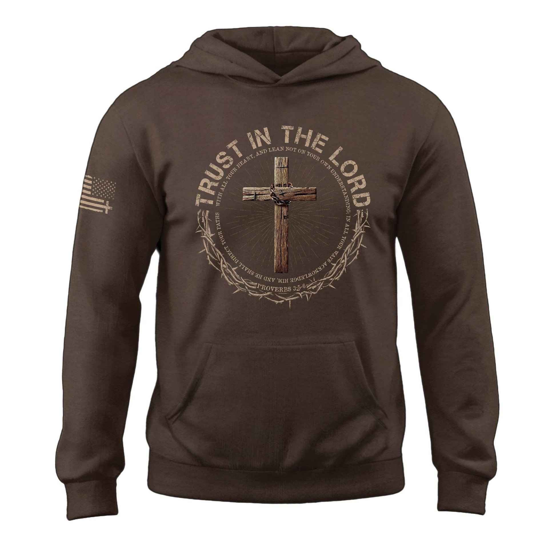 Trust With All Your Heart Christian Cross And Thorns Hoodie - Rust Field Wear