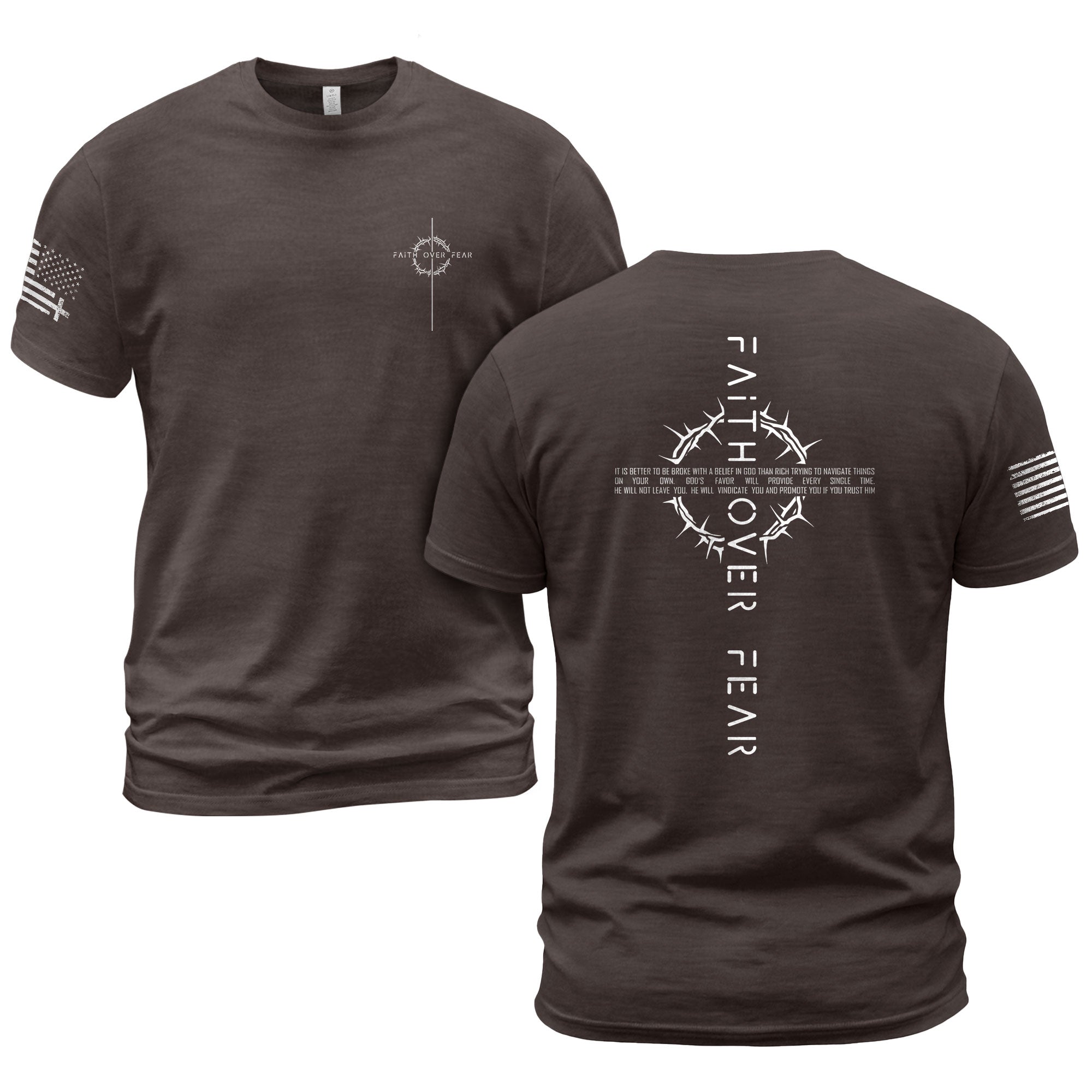Faith Over Fear Crown of Thorns Cross Christian T-Shirt