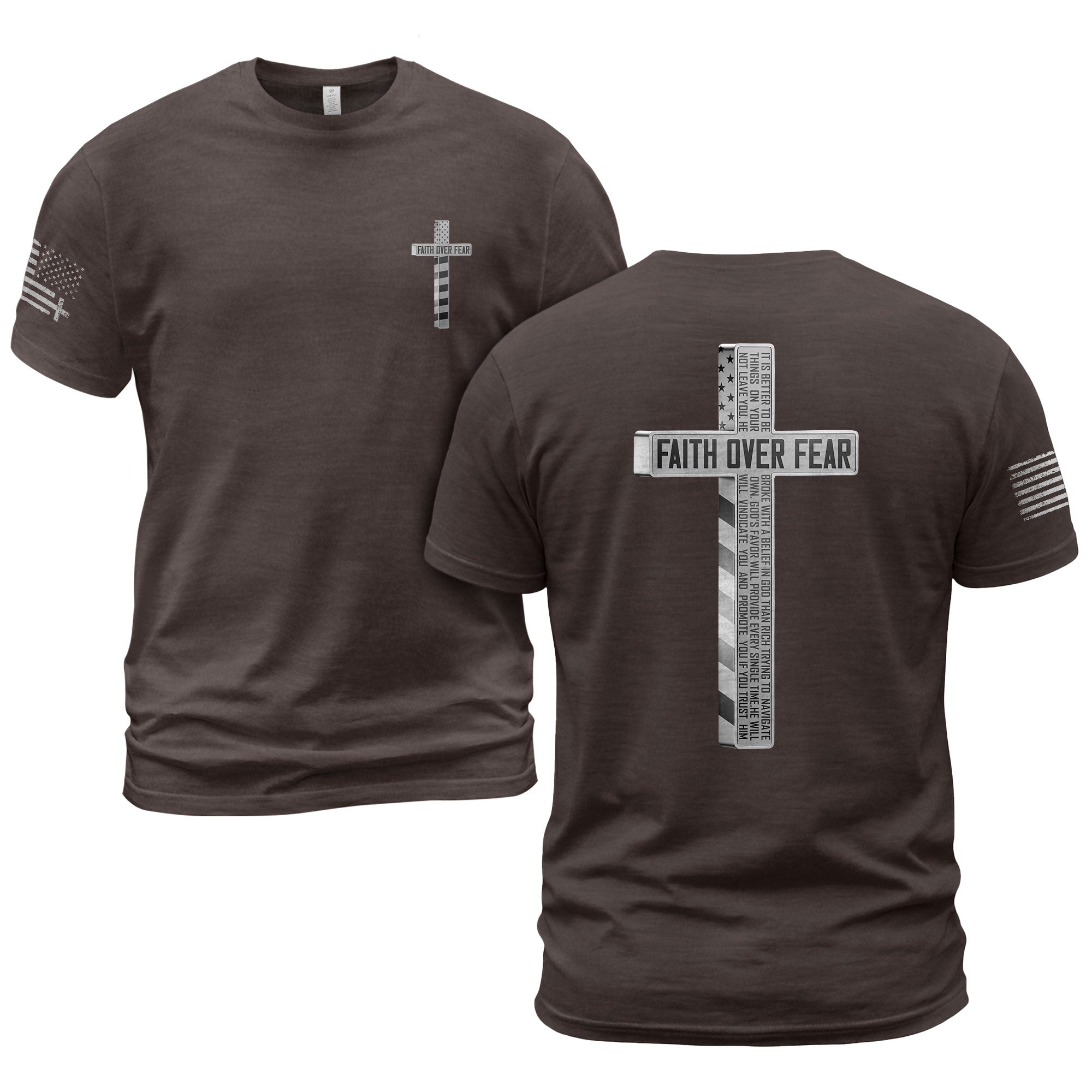 Faith Over Fear American USA Flag Cross Christian T-Shirt