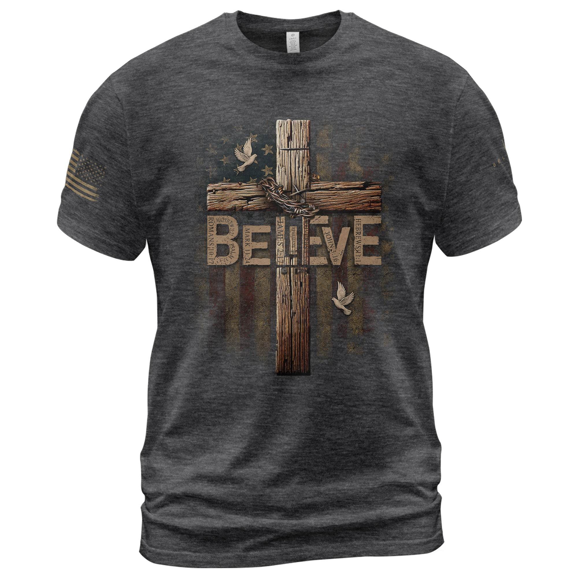 Believe – Romans 10:9 Salvation Tee - Rust Field Wear