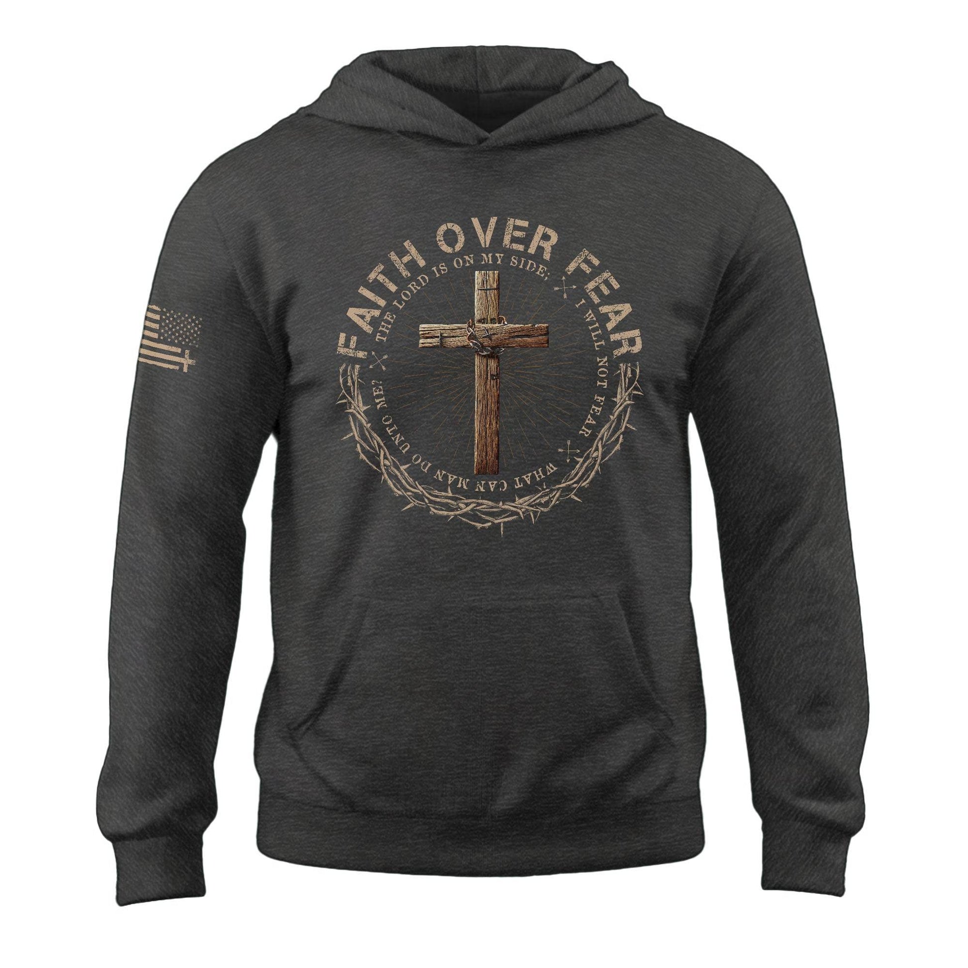 Faith Over Fear Cross And Doves Christian Hoodie - Rust Field Wear