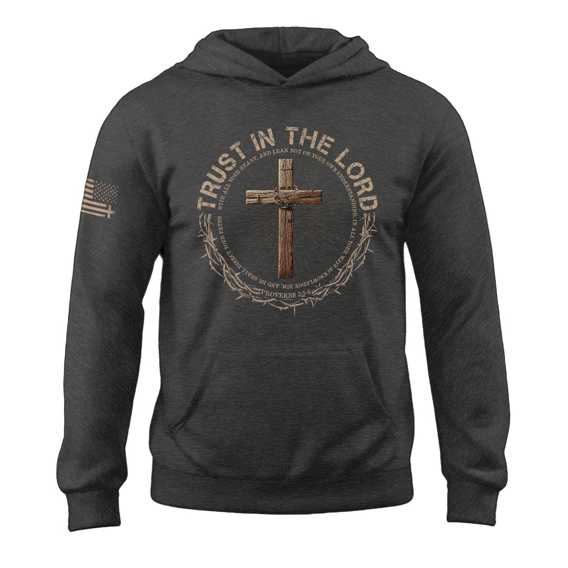 Trust With All Your Heart Christian Cross And Thorns Hoodie - Rust Field Wear
