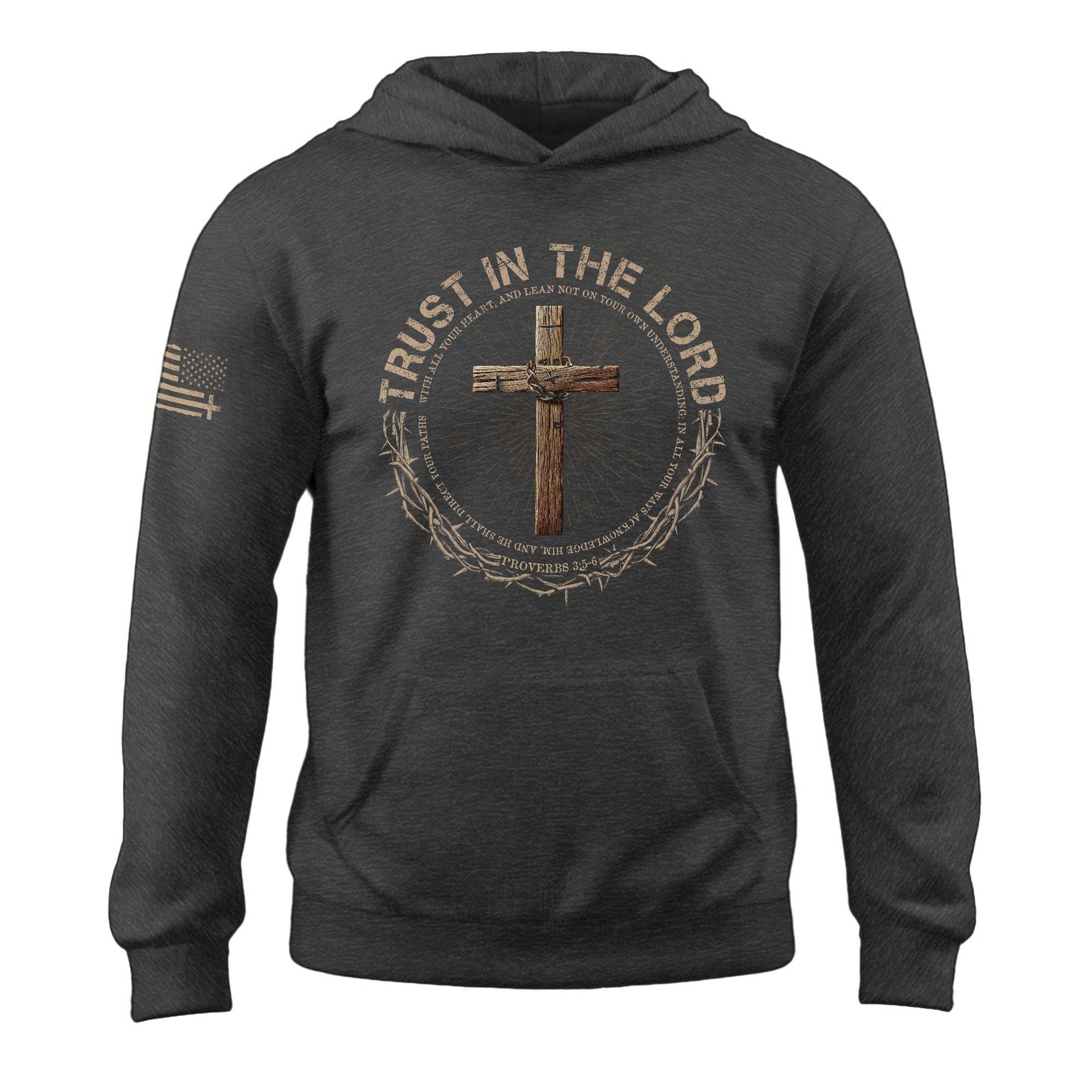 Trust With All Your Heart Christian Cross And Thorns Hoodie - Rust Field Wear