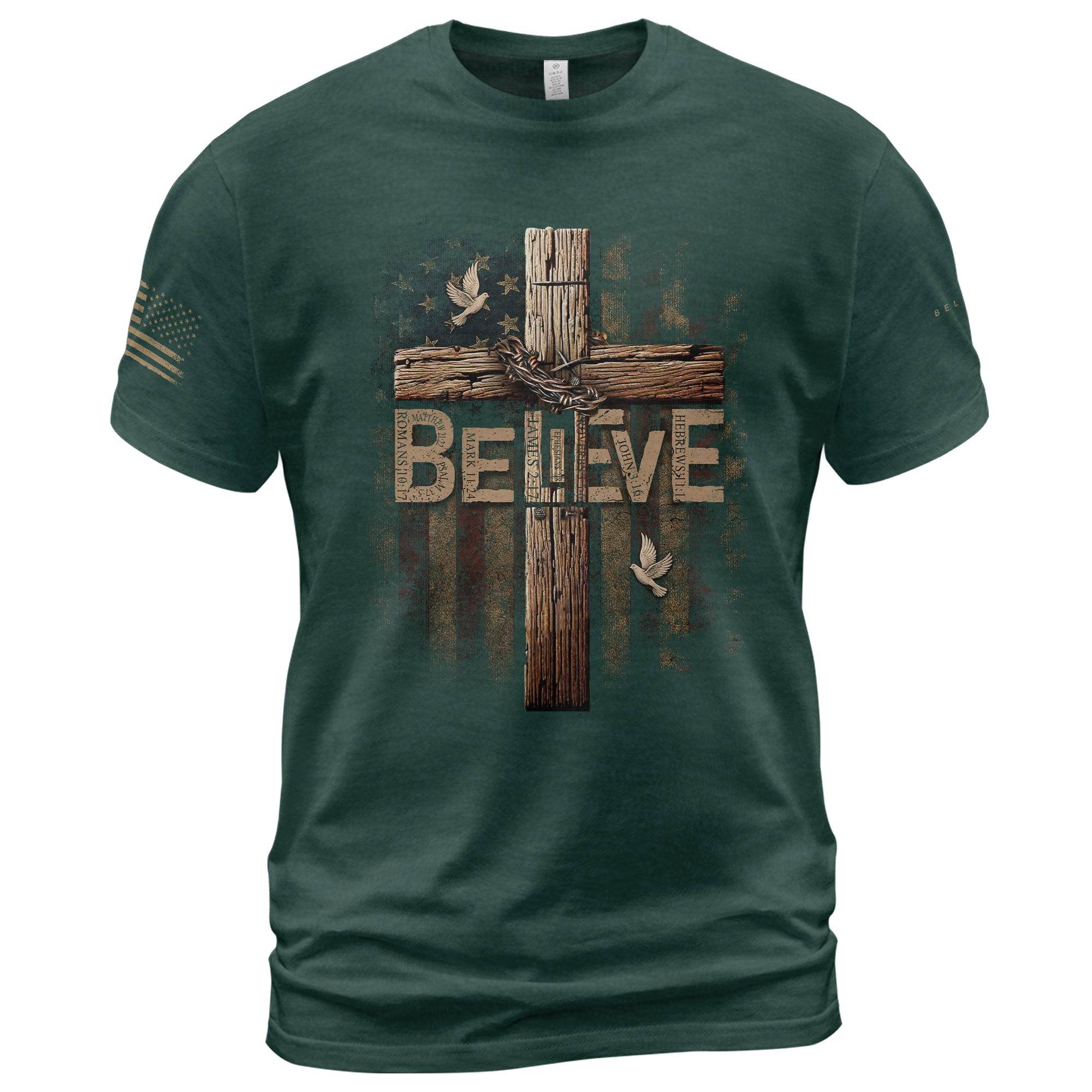 Believe – Romans 10:9 Salvation Tee - Rust Field Wear