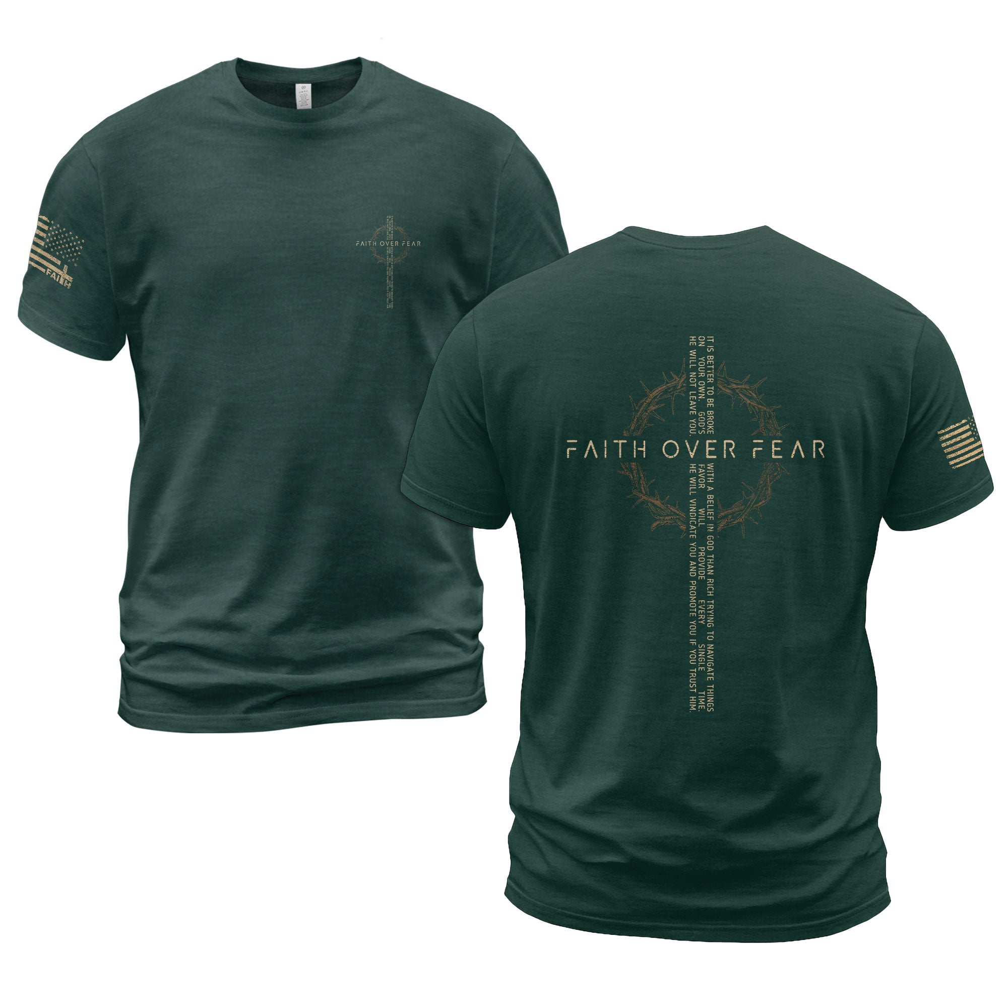 Modern Christian Faith Over Fear Message T-Shirt