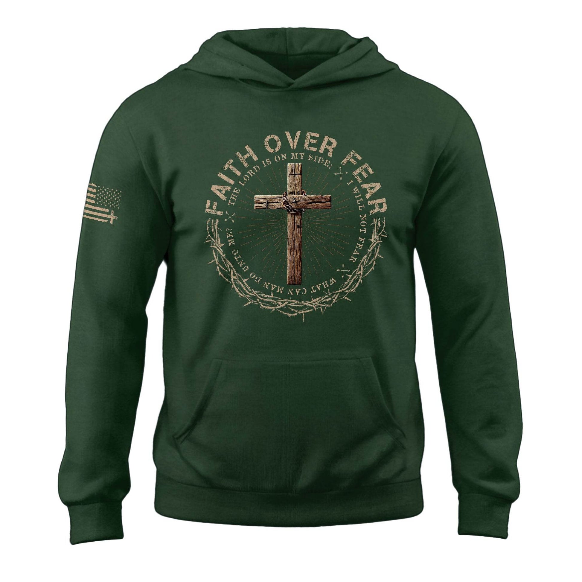 Faith Over Fear Cross And Doves Christian Hoodie - Rust Field Wear