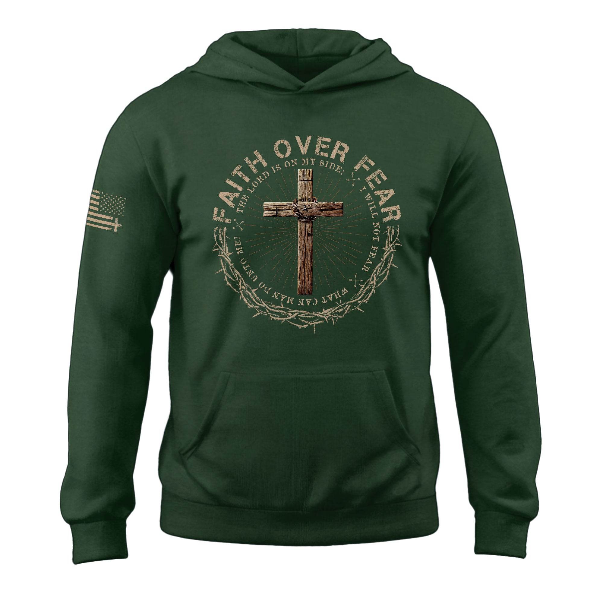Faith Over Fear Cross And Doves Christian Hoodie - Rust Field Wear