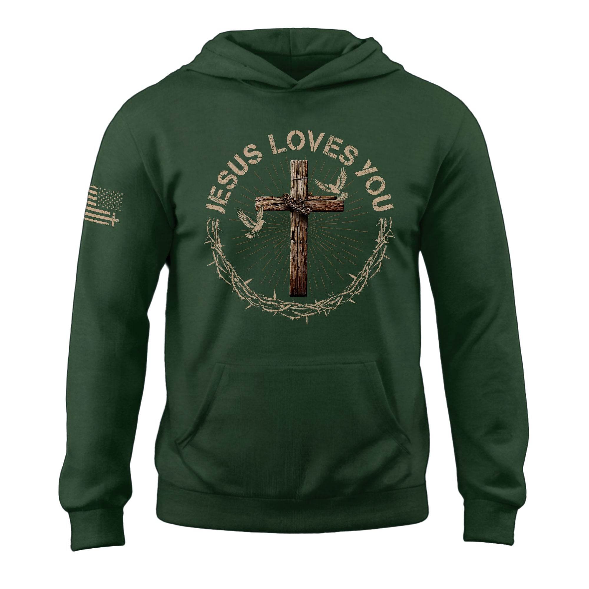 The Cross Of Love "Jesus Loves You" Crown Of Thorns Hoodie