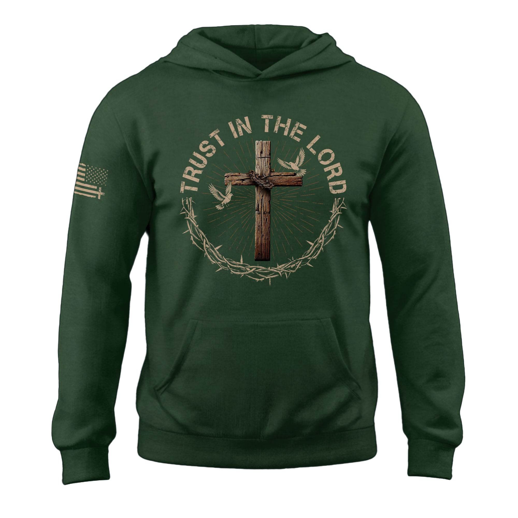 Trust In The Lord Cross And Doves Christian Hoodie - Rust Field Wear