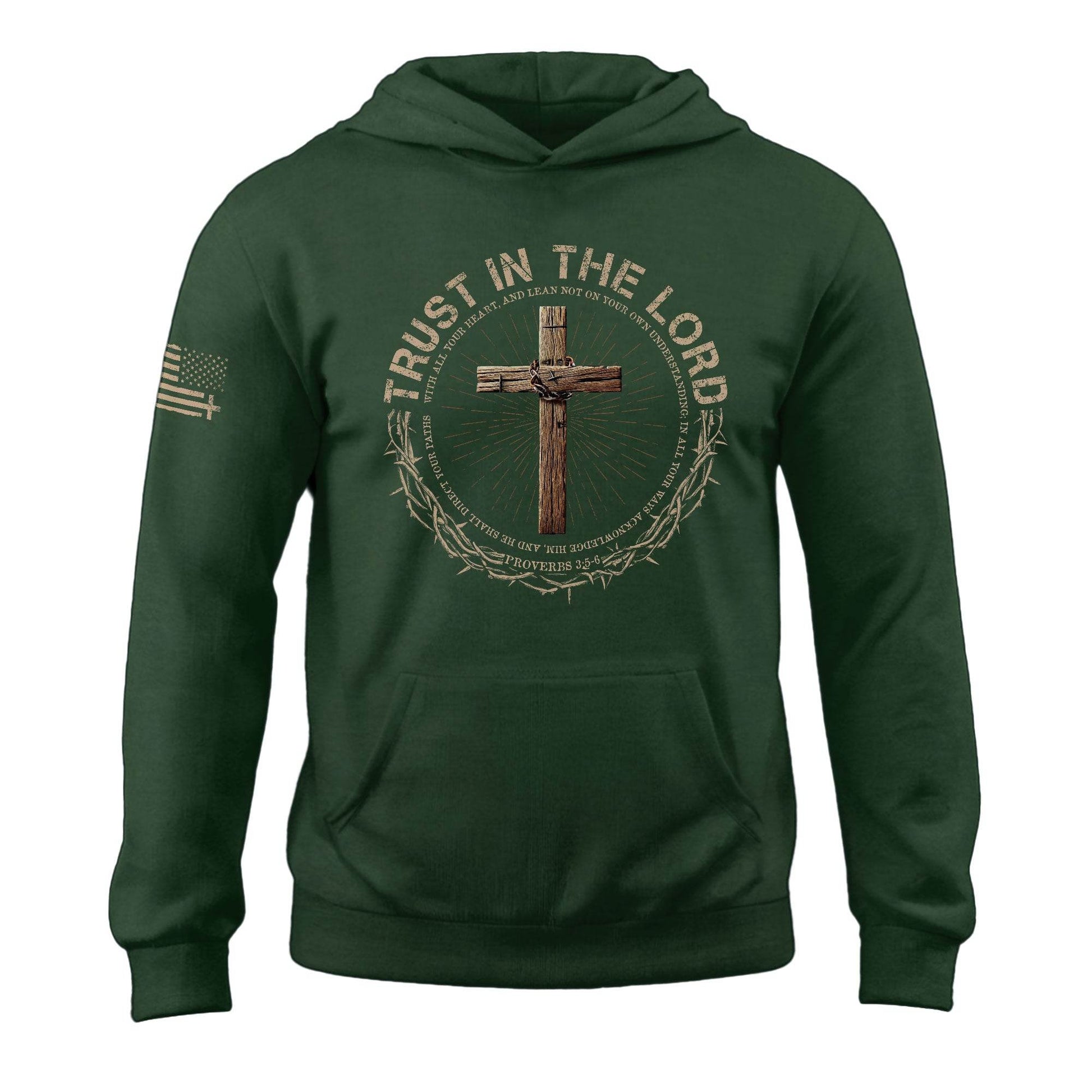 Trust With All Your Heart Christian Cross And Thorns Hoodie - Rust Field Wear