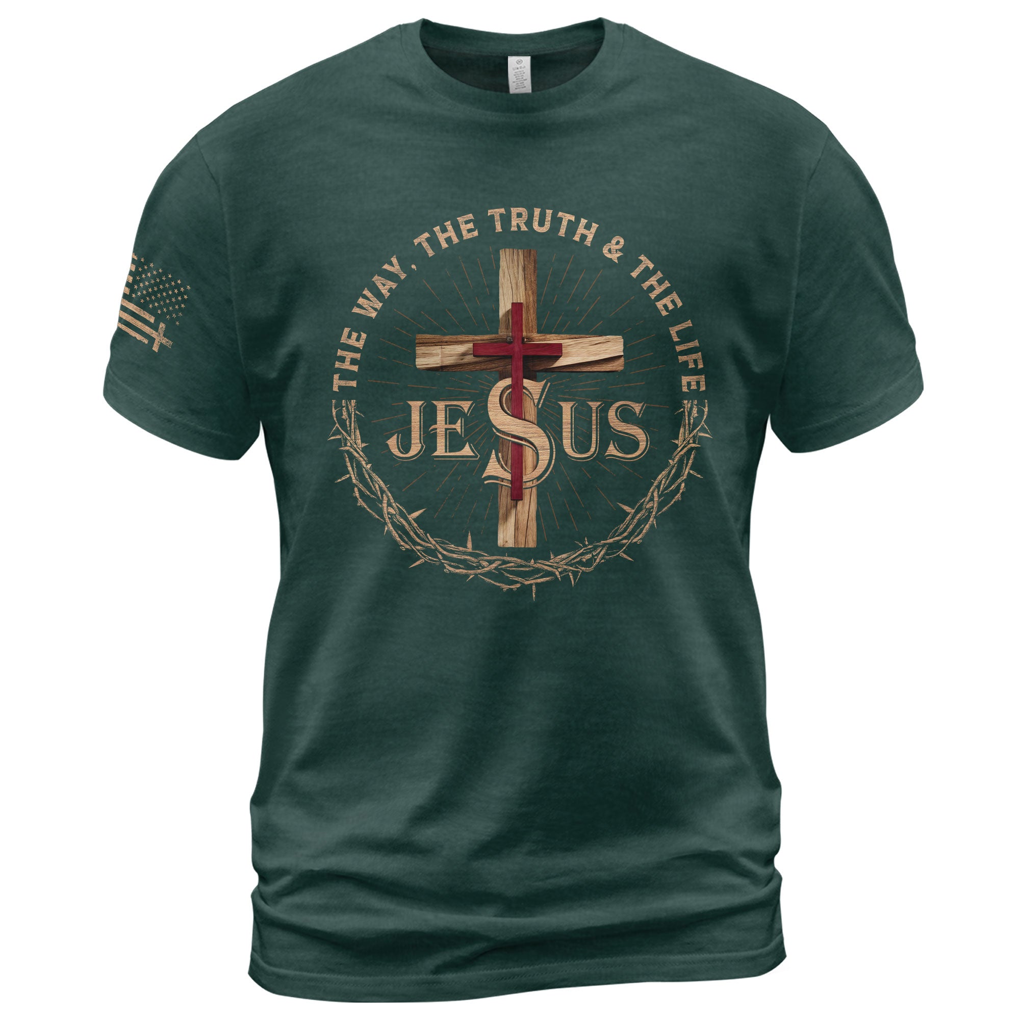 The Way The Truth The Life Jesus Cross Crown Christian T-Shirt