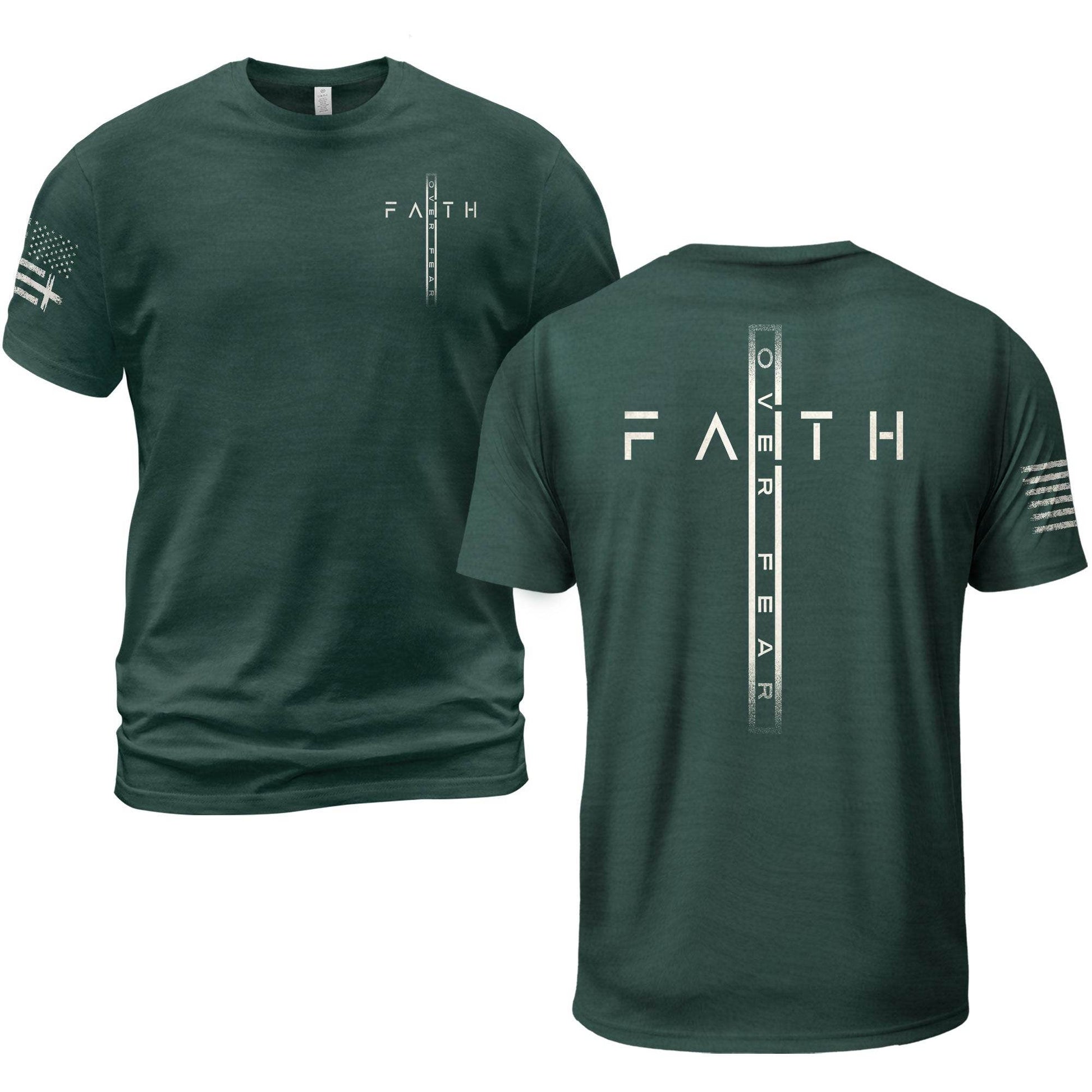 Faith Over Fear Bold Vertical Cross Statement T-Shirt - Rust Field Wear