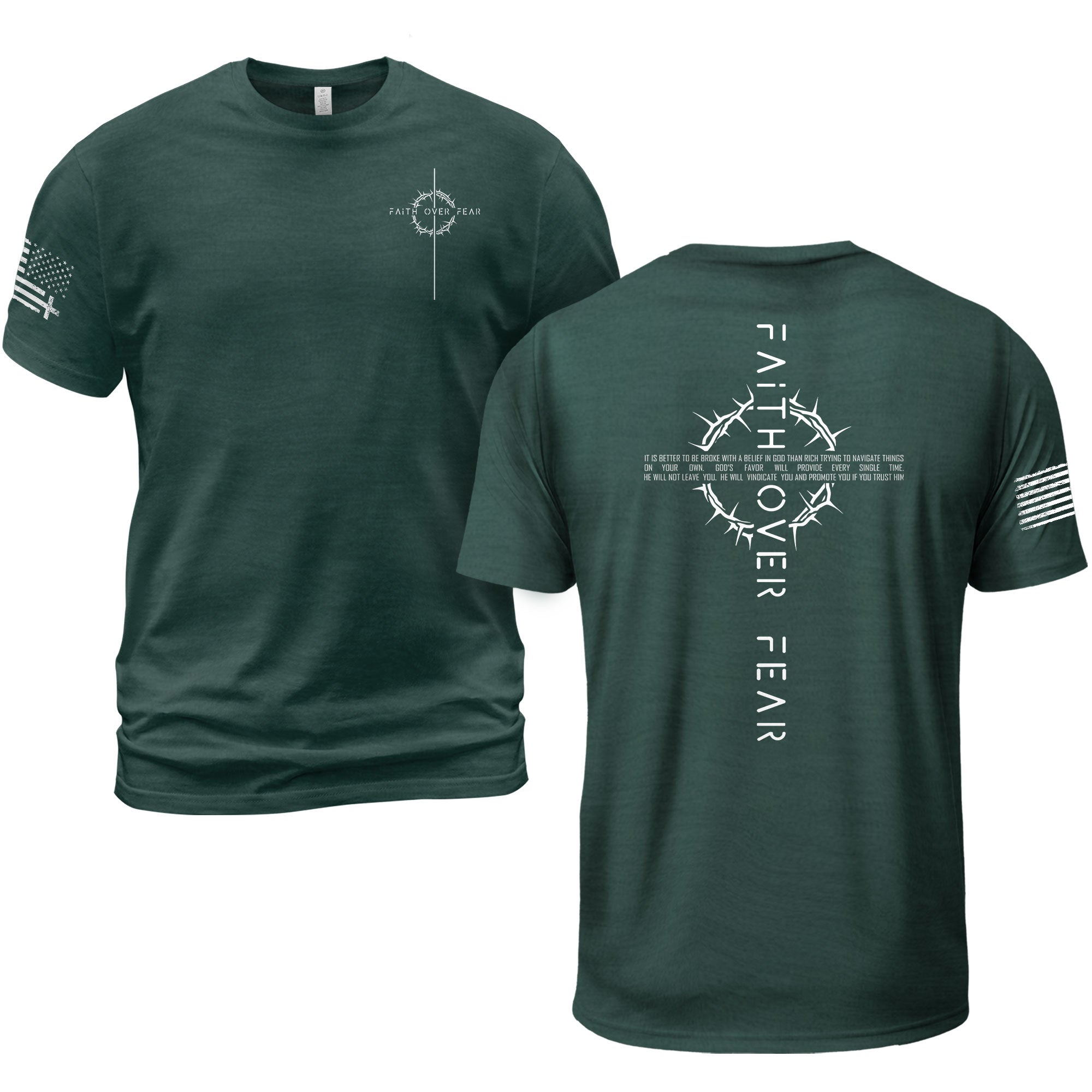 Faith Over Fear Crown of Thorns Cross Christian T-Shirt