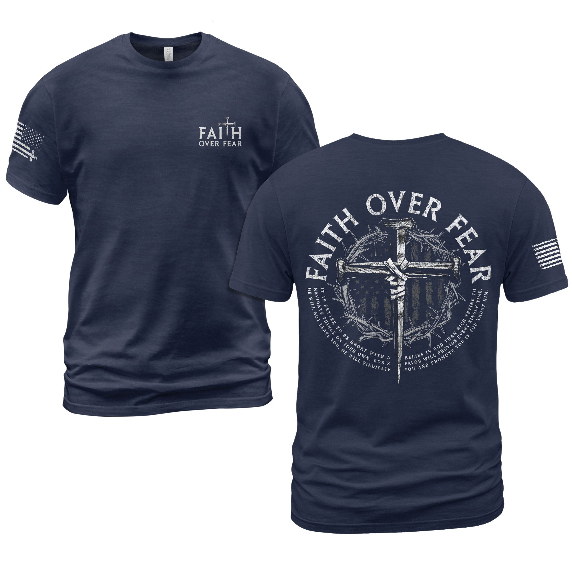 American Patriot Cross Faith Over Fear Tee