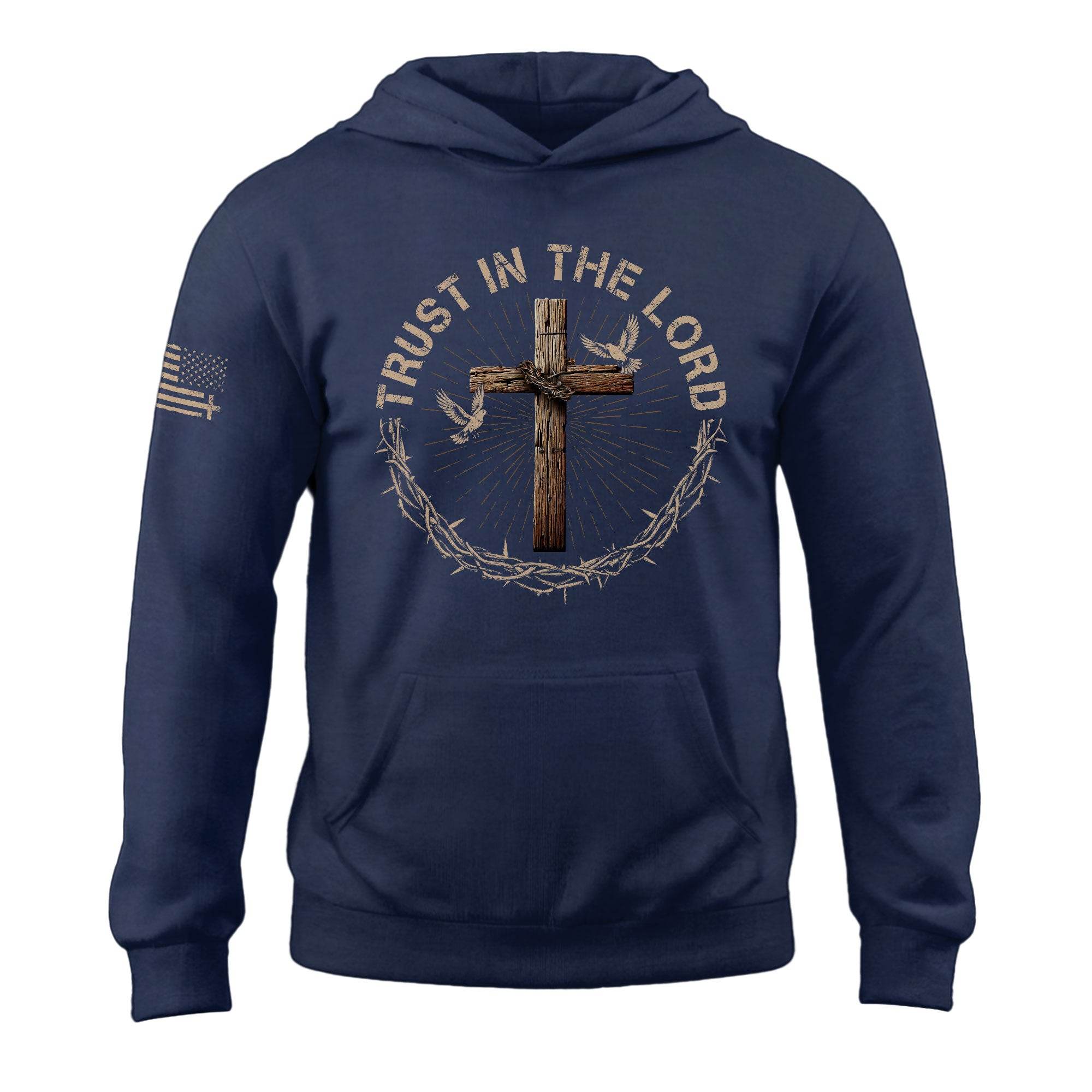 Trust In The Lord Cross And Doves Christian Hoodie - Rust Field Wear
