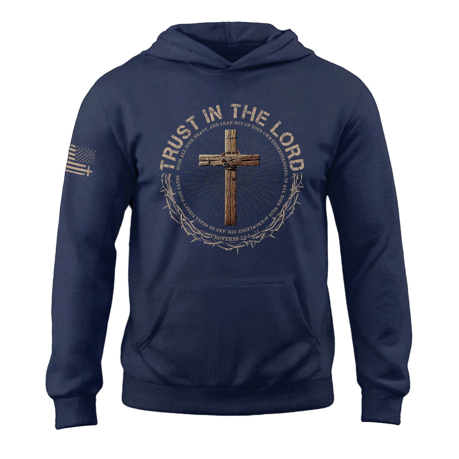 Trust With All Your Heart Christian Cross And Thorns Hoodie - Rust Field Wear