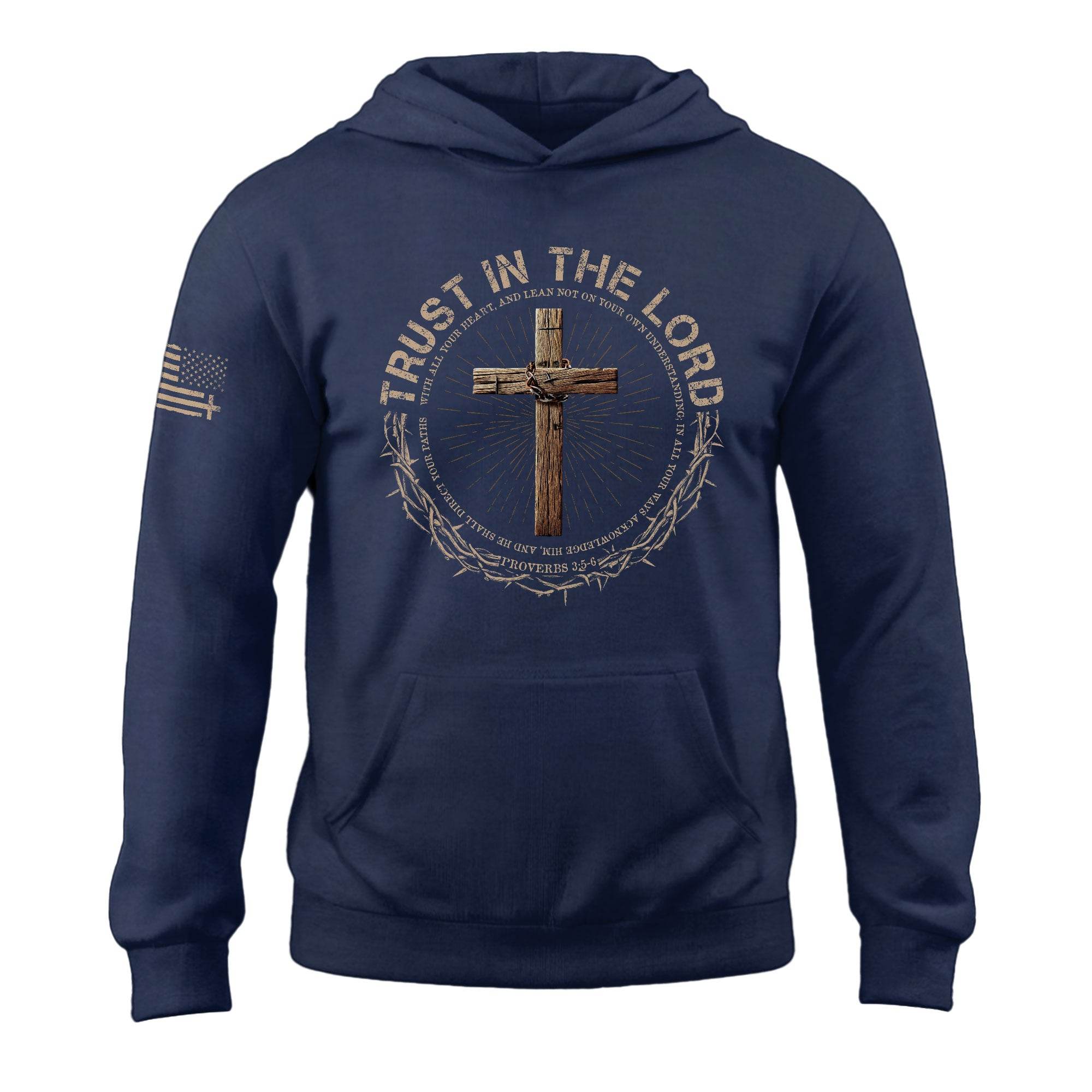 Trust With All Your Heart Christian Cross And Thorns Hoodie - Rust Field Wear