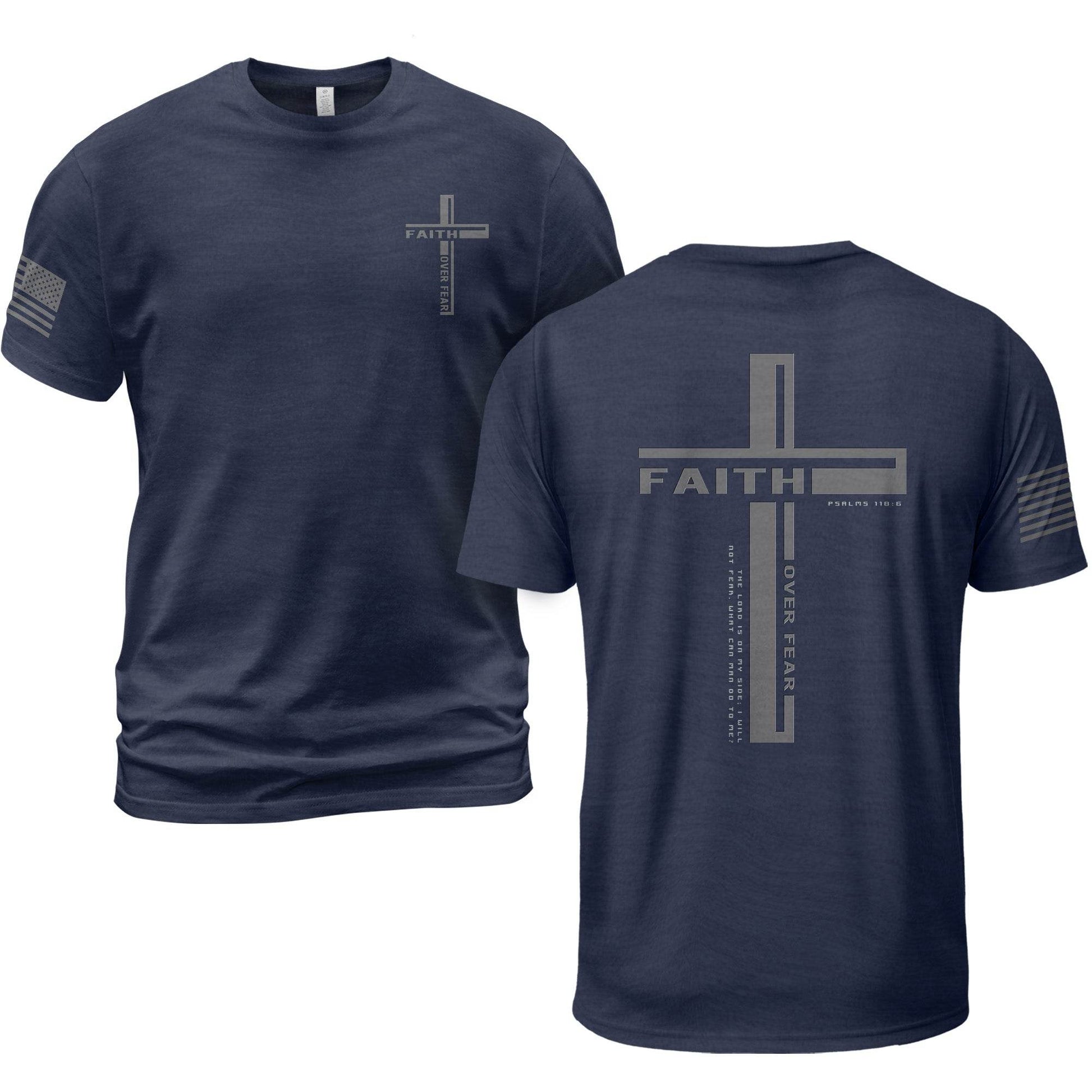 Faith Over Fear Psalm 118:6 Cross Graphic T-Shirt - Rust Field Wear