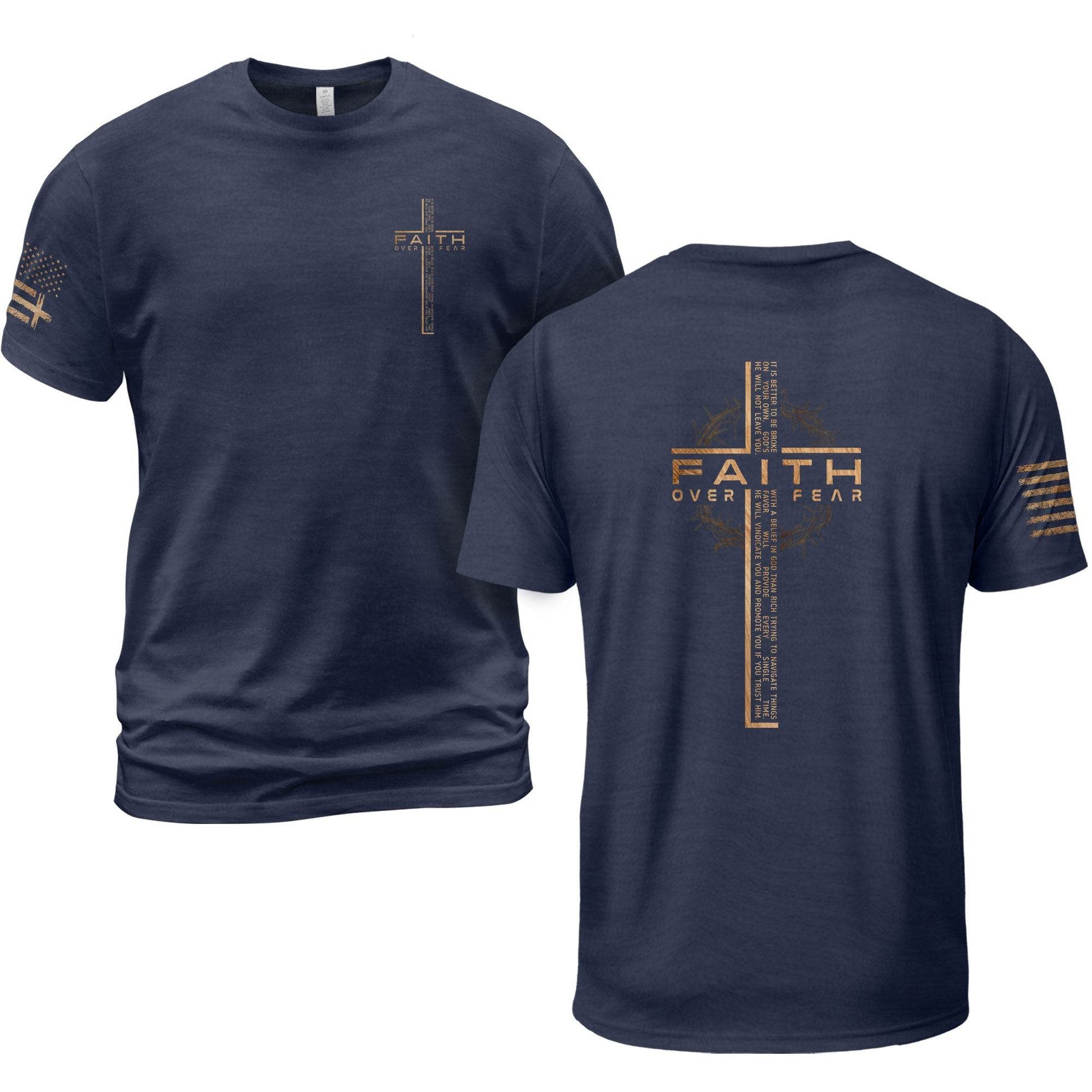 Faith Over Fear Cross with Crown of Thorns Scripture T-Shirt - Rust Field Wear