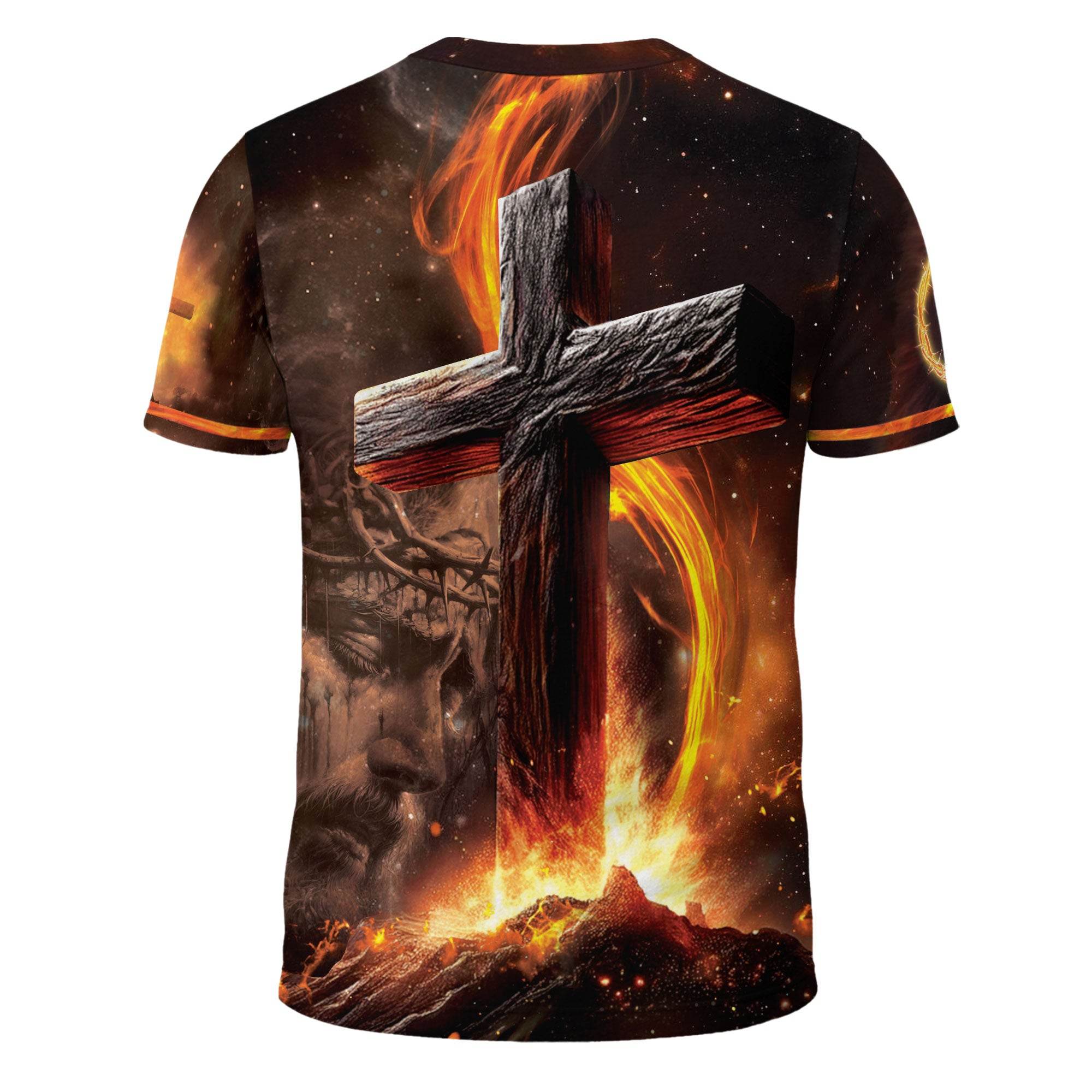 Faith Over Fear Fiery Lion & Cross Christian T-Shirt - Rust Field Wear