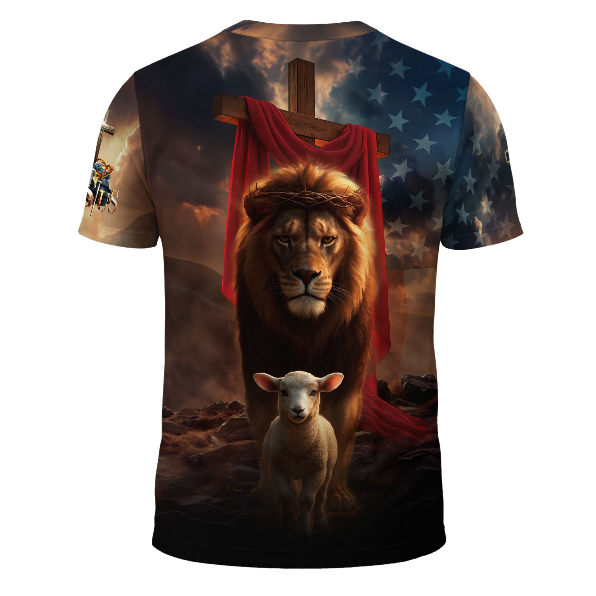 I Can Do All Things Through Christ Lion and Lamb Cross Christian T-Shirt