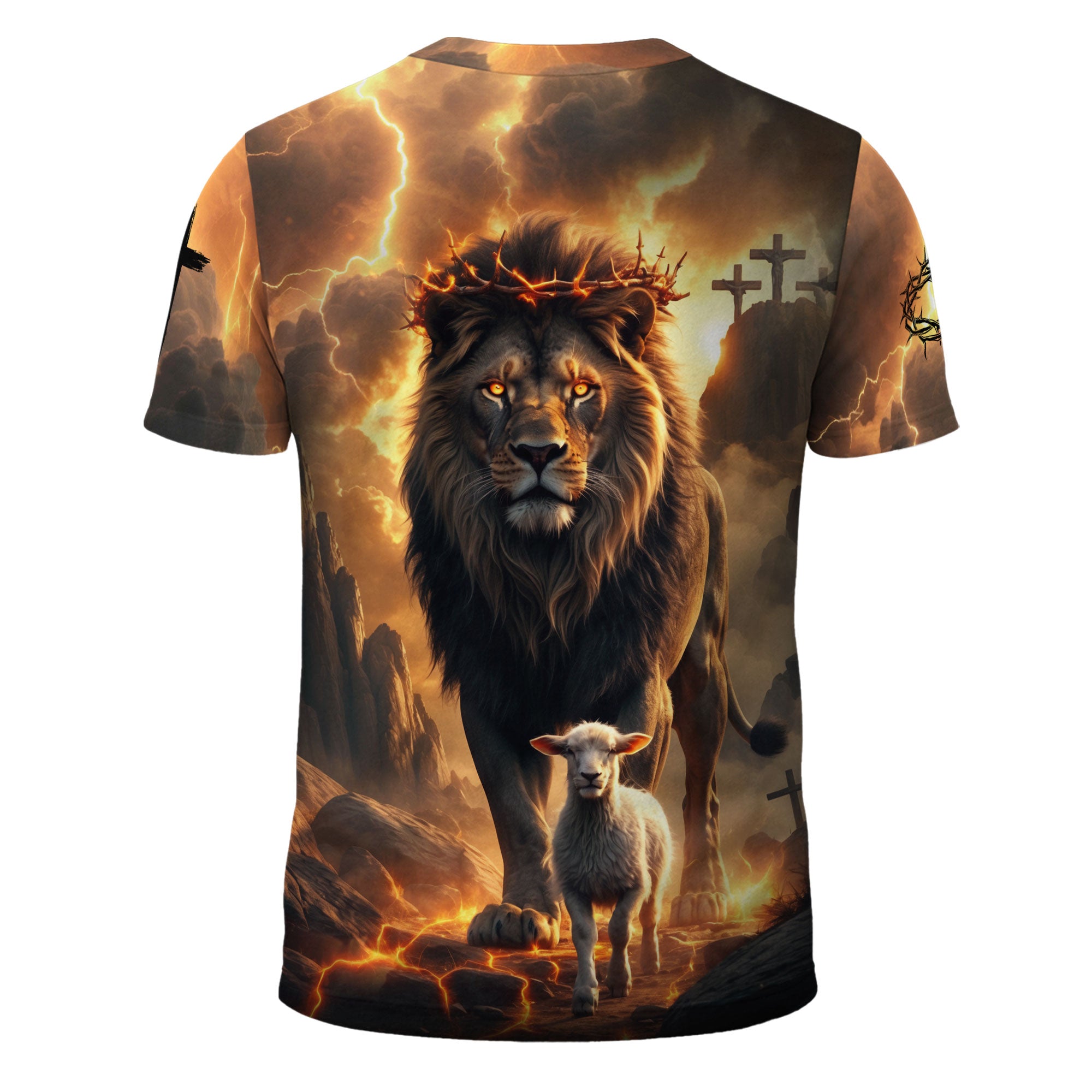 I Can Do All Things Through Christ Lion and Lamb Lightning Christian T-Shirt
