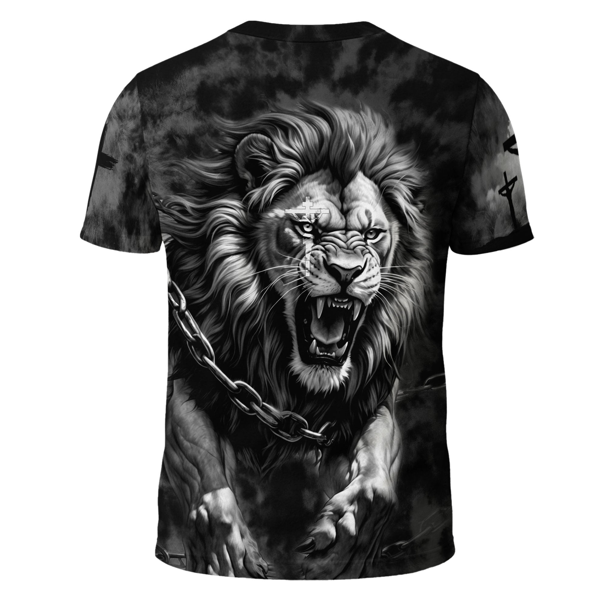 Faith Over Fear Jesus Lion of Judah Cross Christian T-Shirt