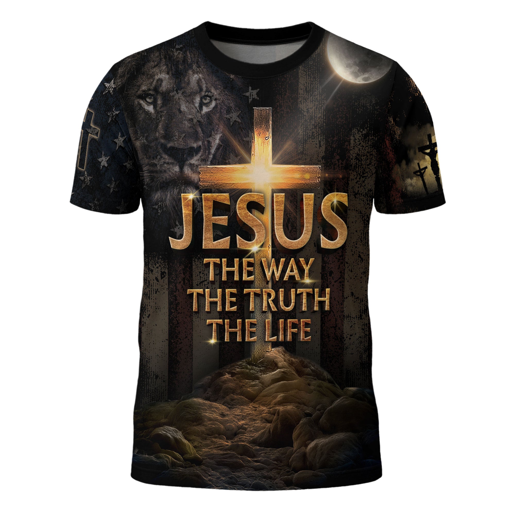 Jesus Is the Light | The Way, The Truth, The Life with Cross & Flag