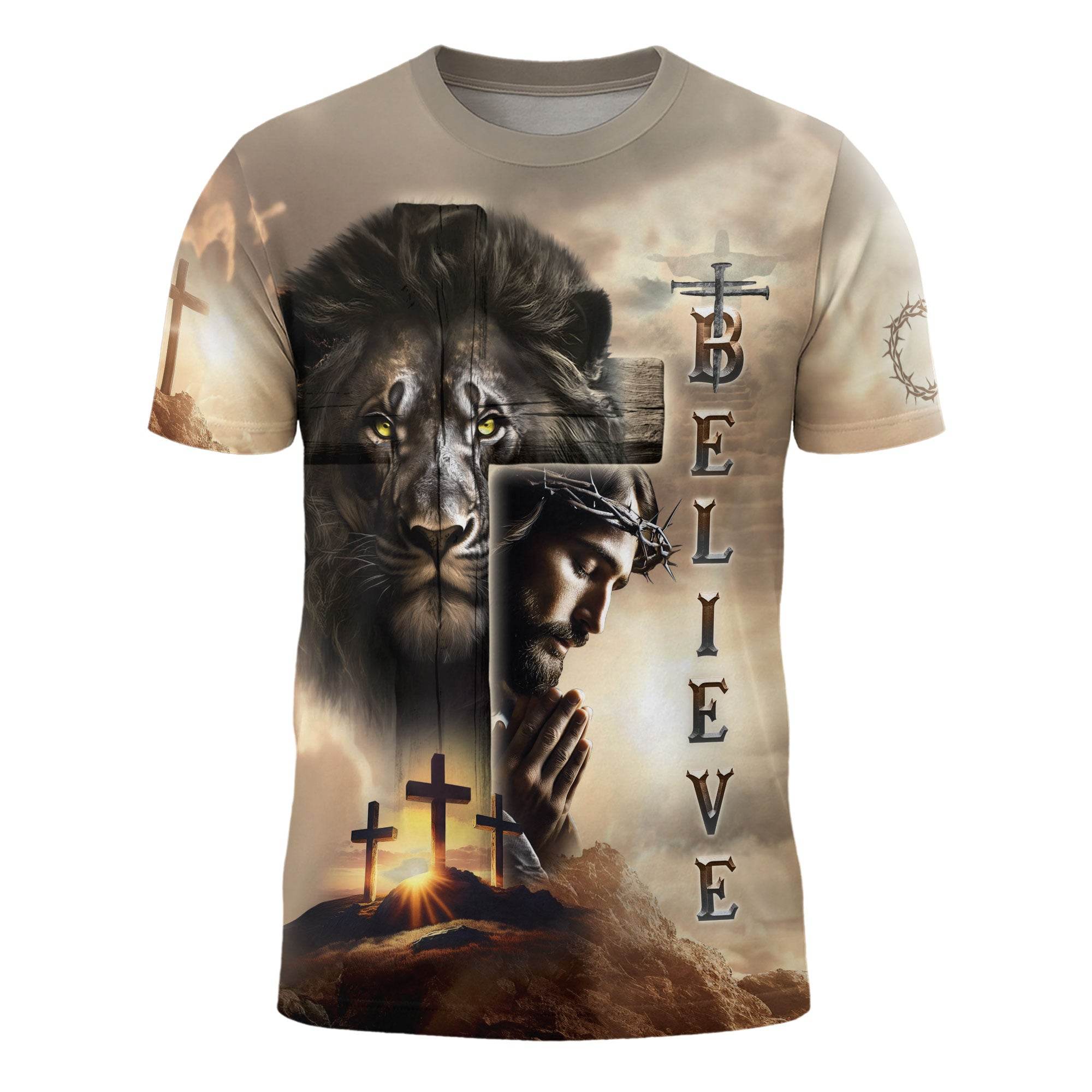 Believe In The Lion And The Savior Christian T-Shirt - Rust Field Wear