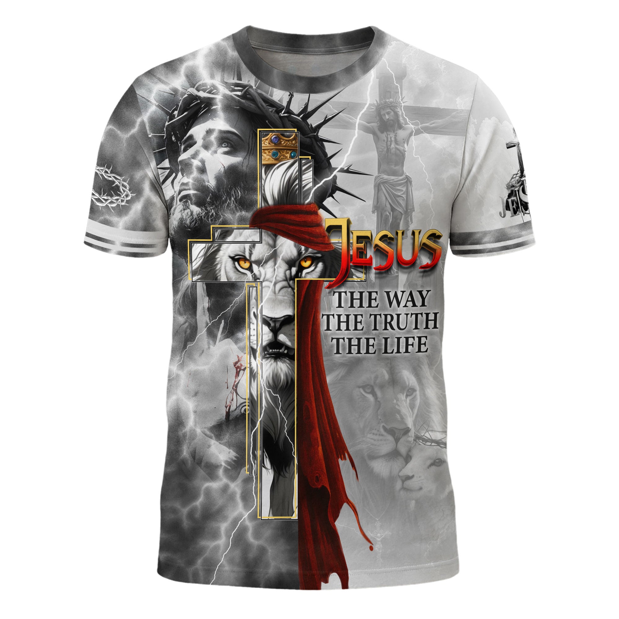 Jesus The Way The Truth The Life Lion Crown Christian T-Shirt