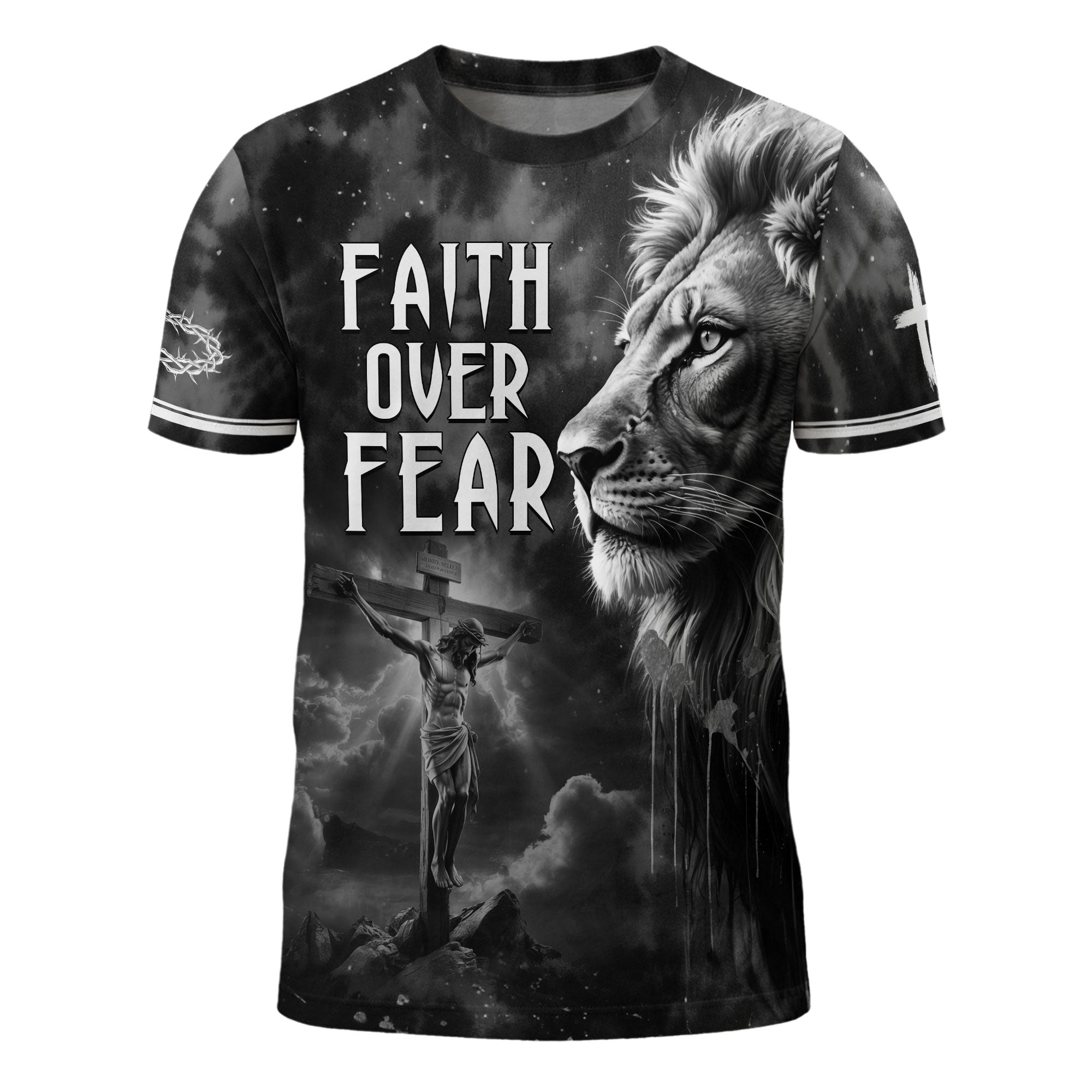 Faith Over Fear Lion of Judah Jesus Christian T-Shirt