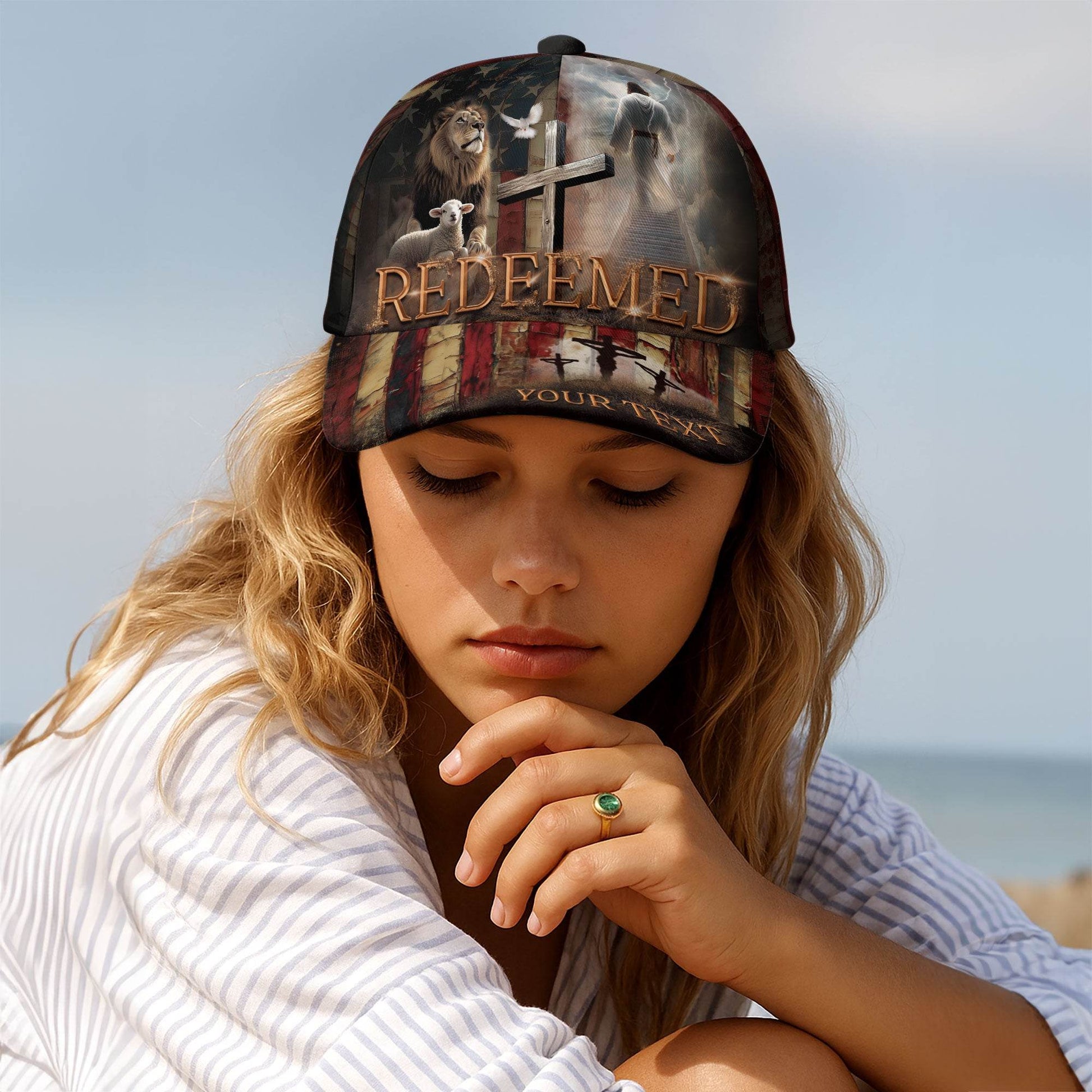 REDEEMED Cross & Lion Christian Cap – Personalized Symbol of Salvation - Rust Field Wear
