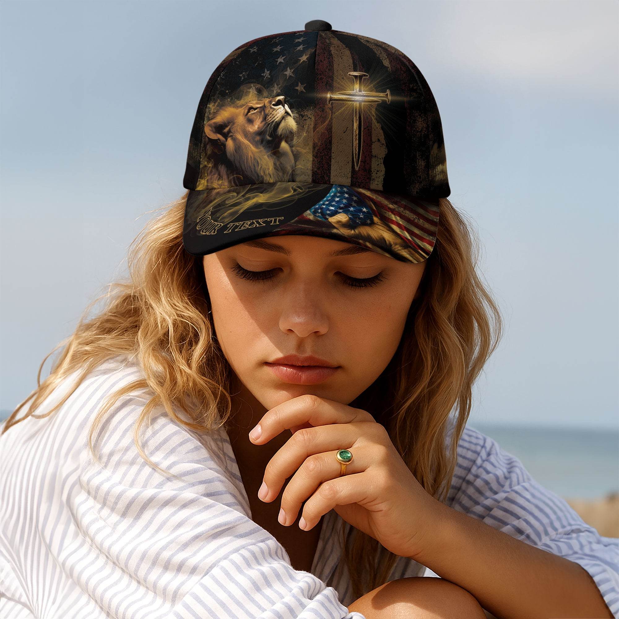 Lion & Sword Cross – Faith Warrior Customized Hat - Rust Field Wear