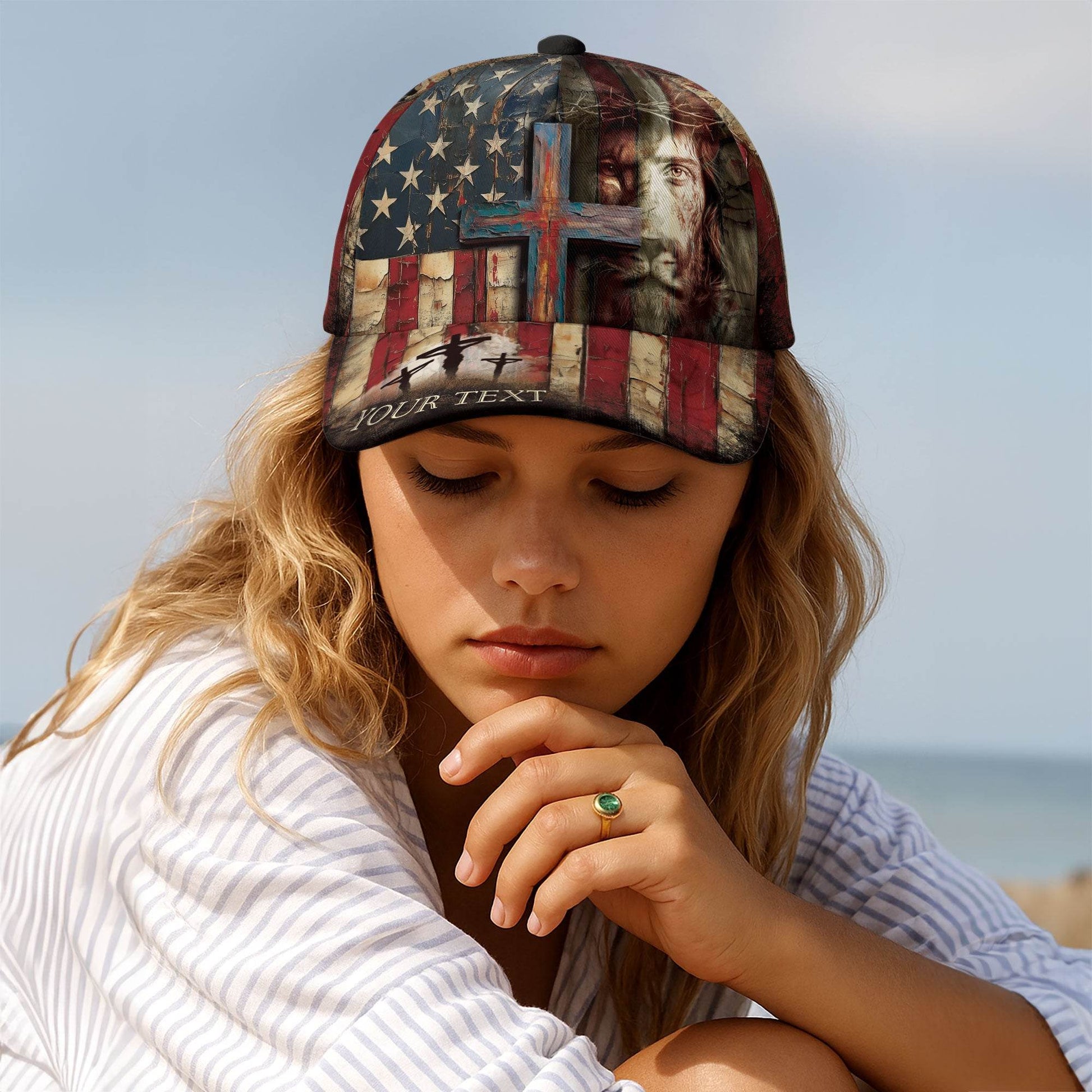 Blood-Stained Cross – Patriot Faith Customized Hat - Rust Field Wear