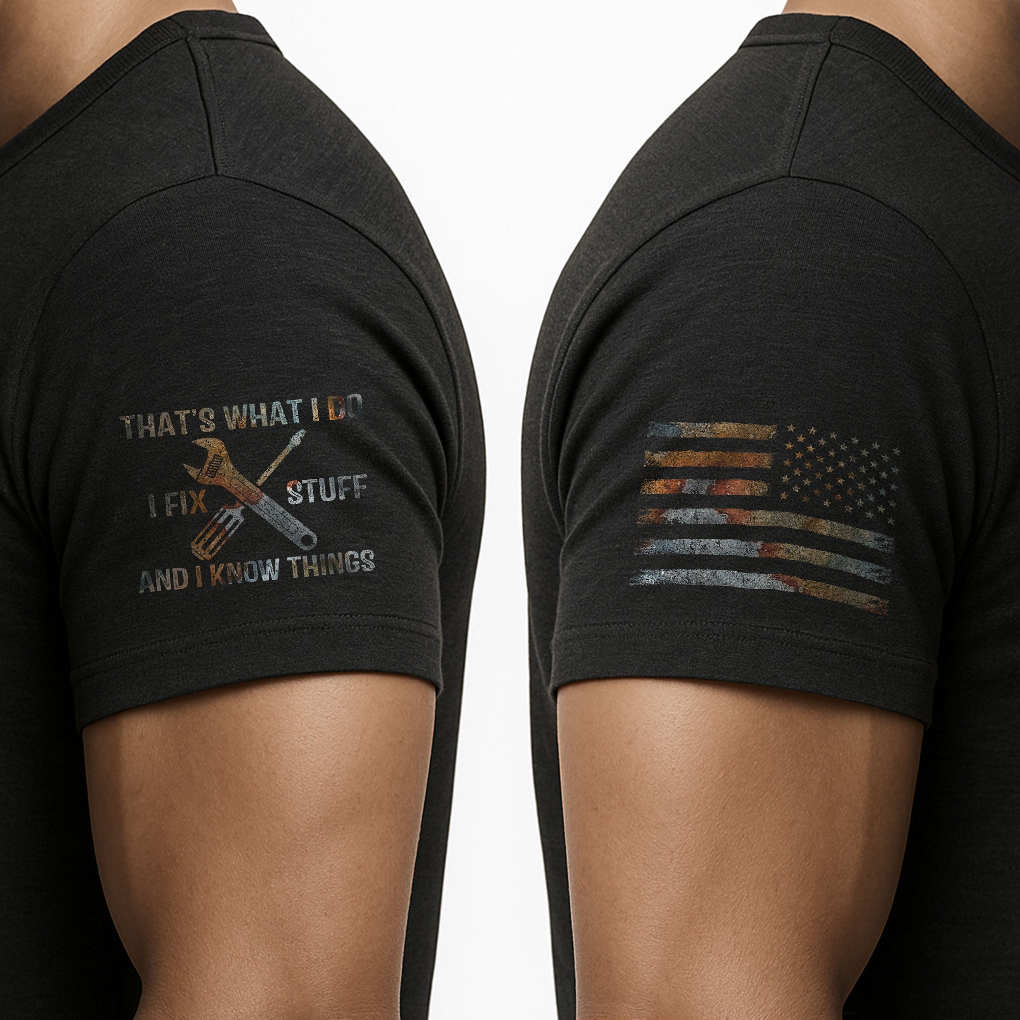 Mens Rust Texture Wrench Graphic T-Shirt I Fix Stuff And I Know Things Shirts Tee
