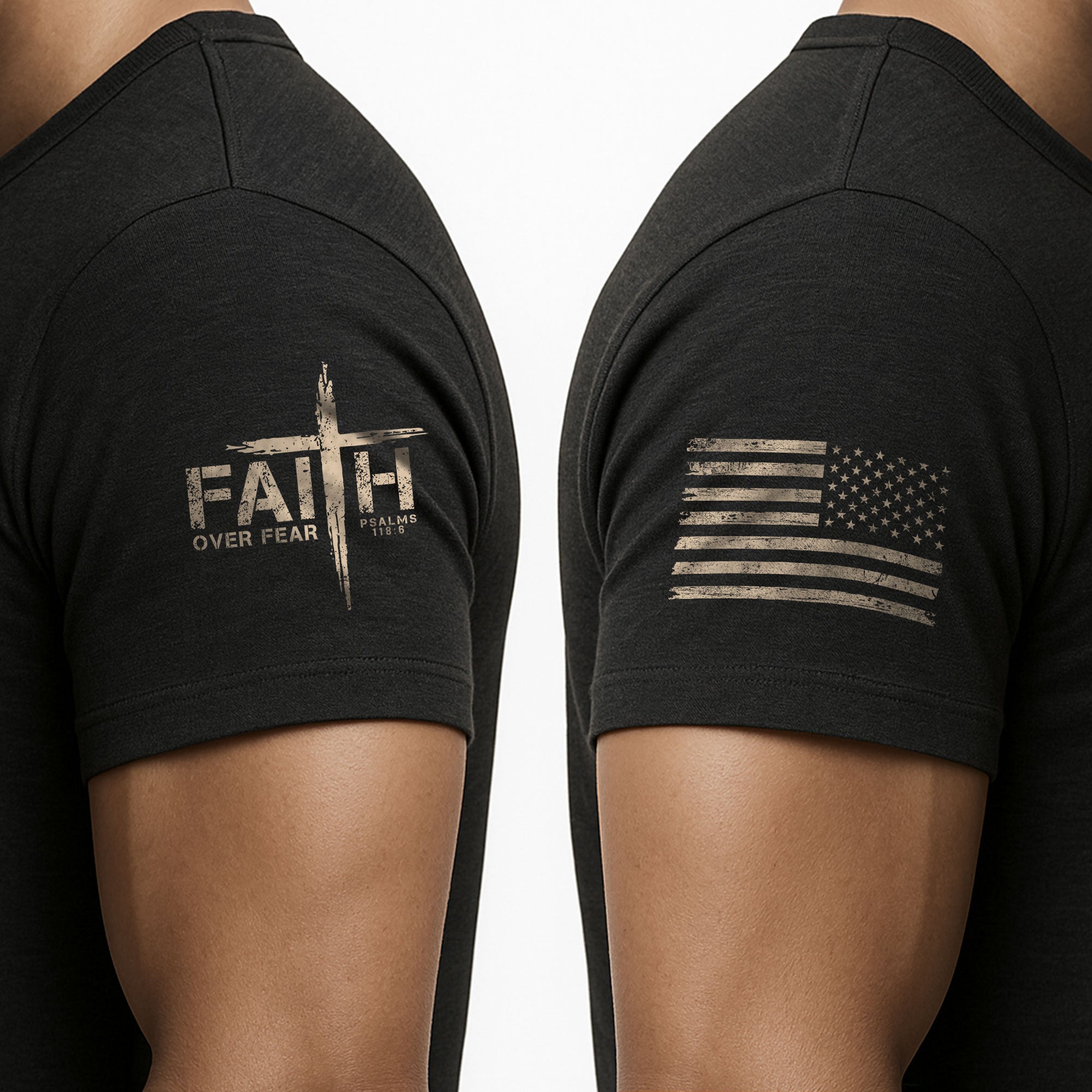 Christian Cross Faith Over Fear Edition, Christian Tee Shirts - Faith Shirts for Men - Rust Field Wear