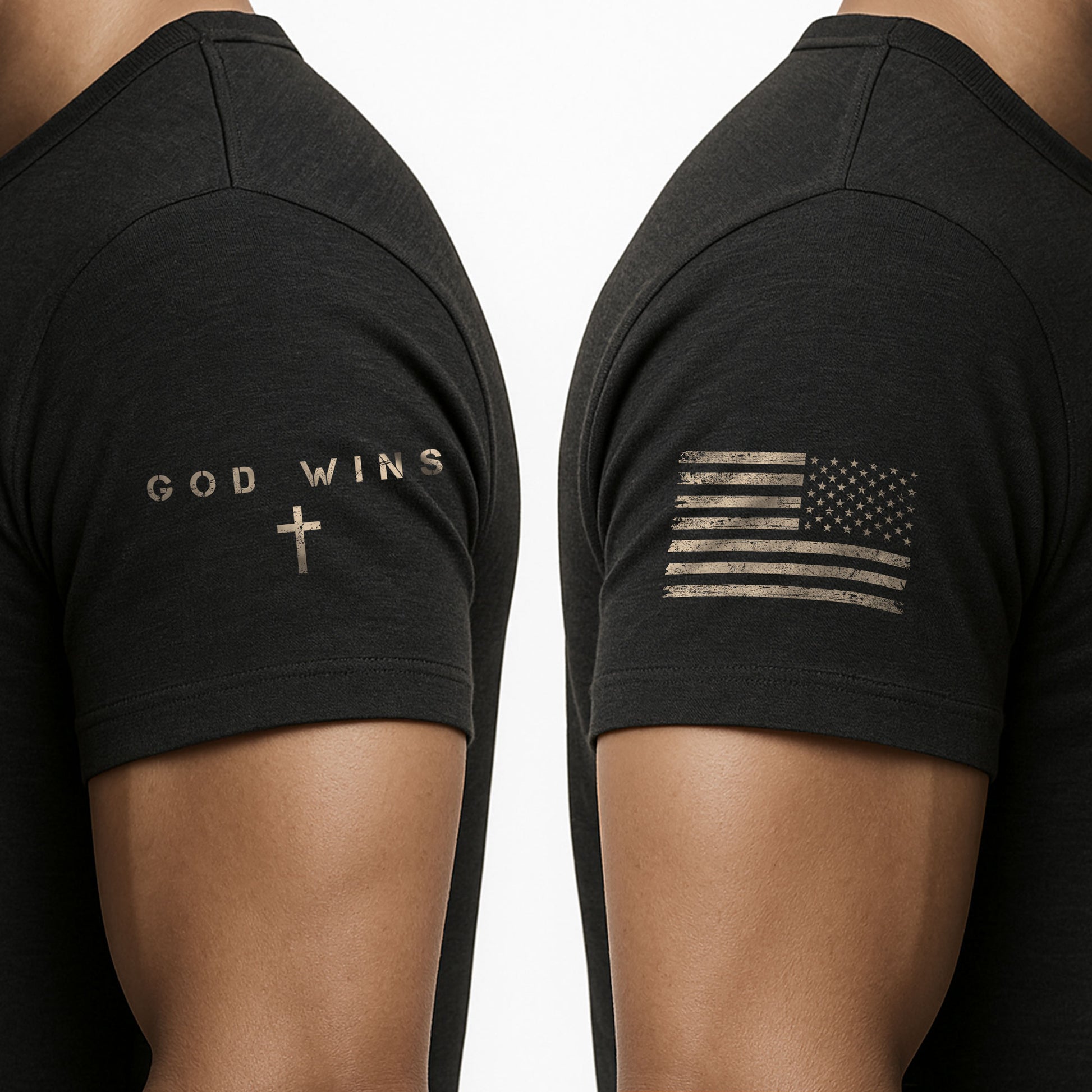 God Wins Cross and Crown Of Thorns Christian - Christian Tee Shirts, Christian Shirts for Men - Rust Field Wear