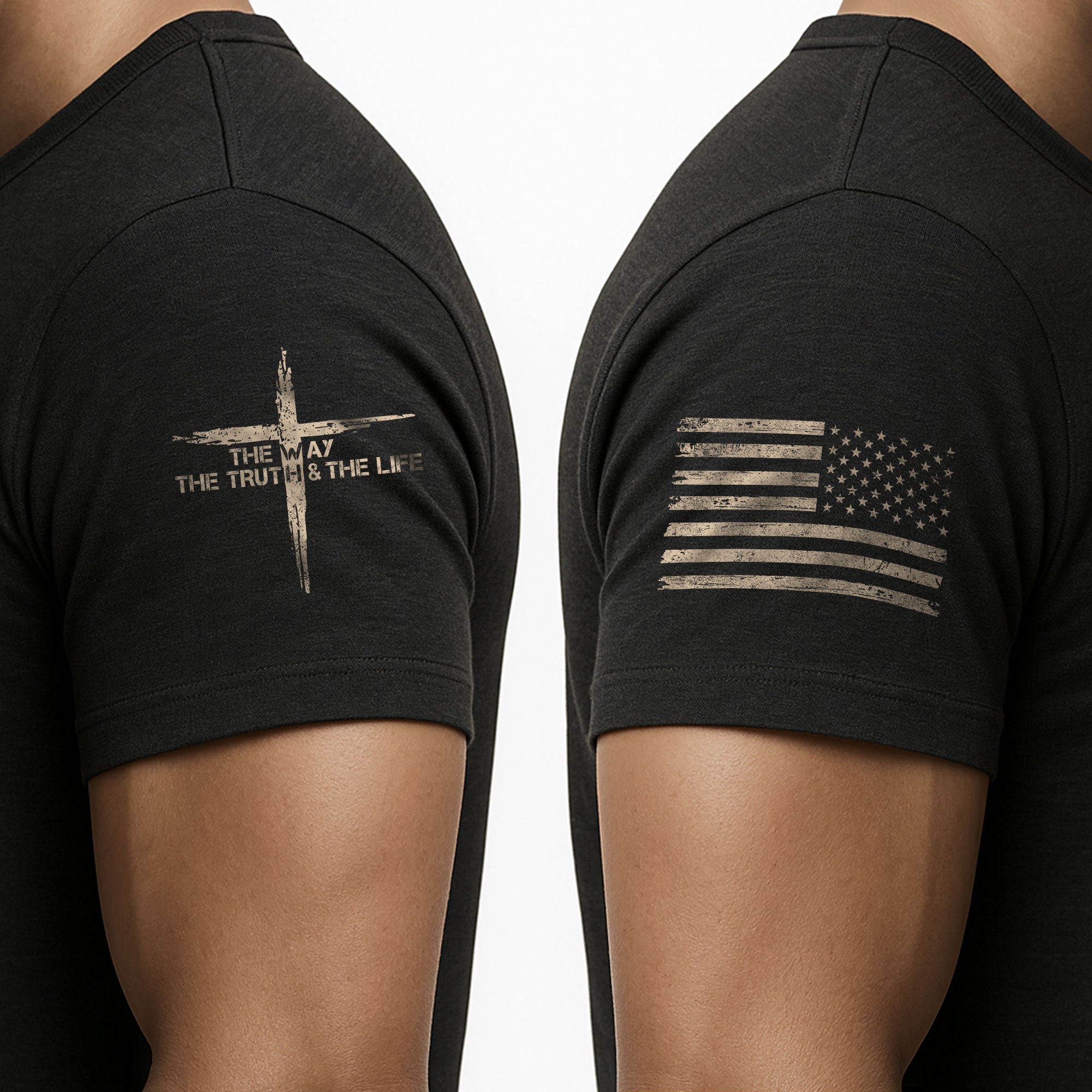 Christian Shirts for Men - Jesus Is the Way John 14:6 Cross Design, Christian Tee Shirts - Rust Field Wear