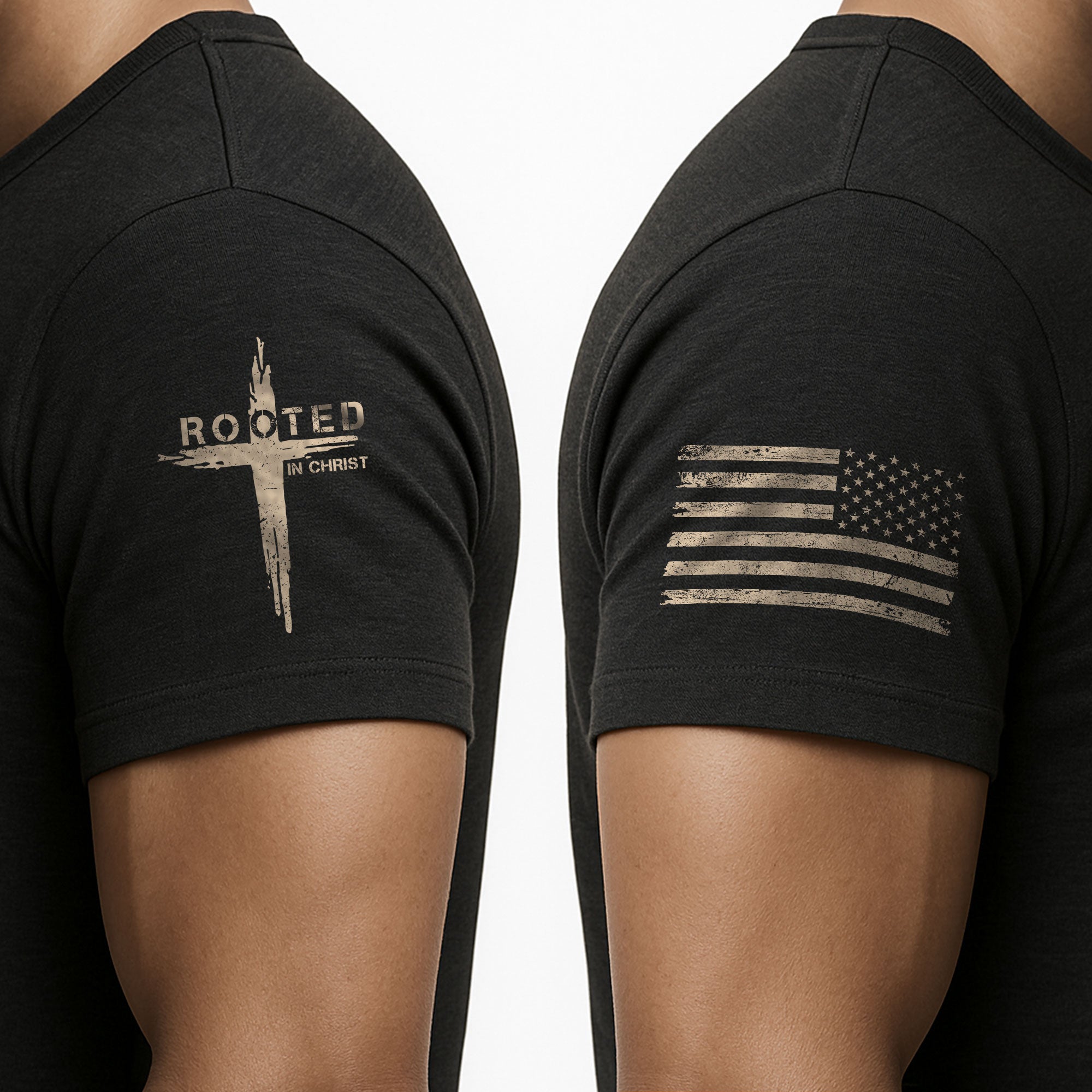 Christian Shirts for Men, Rooted in Christ Cross and Roots Christian - Christian Tee Shirts - Rust Field Wear