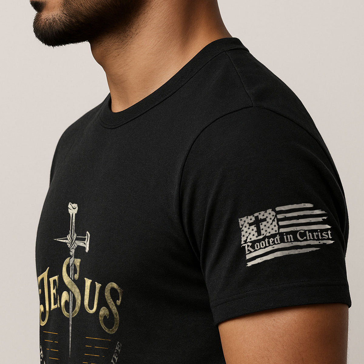 Forged in Faith JESUS Sword, Christian Tee Shirts - Faith Shirts for Men - Rust Field Wear