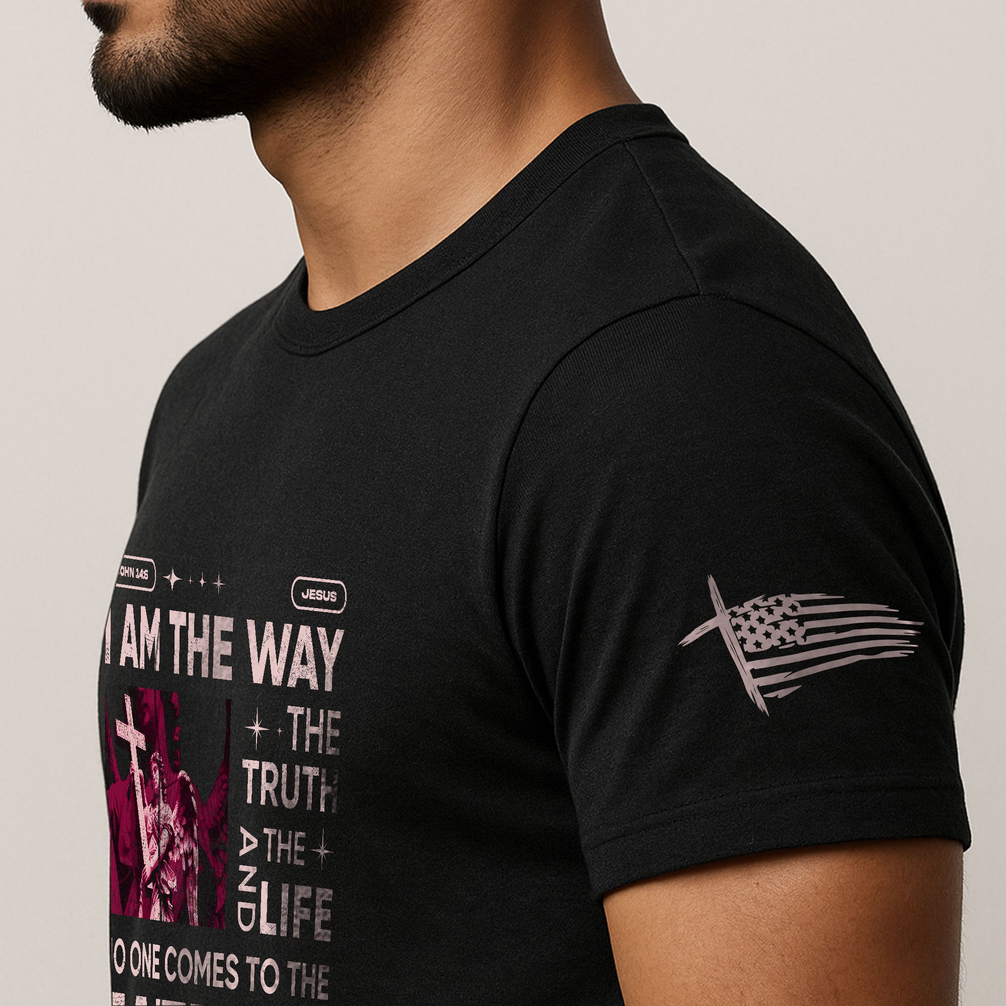 Christian Shirts for Men - I Am the Way Rose Scripture, Christian Tee Shirts - Rust Field Wear