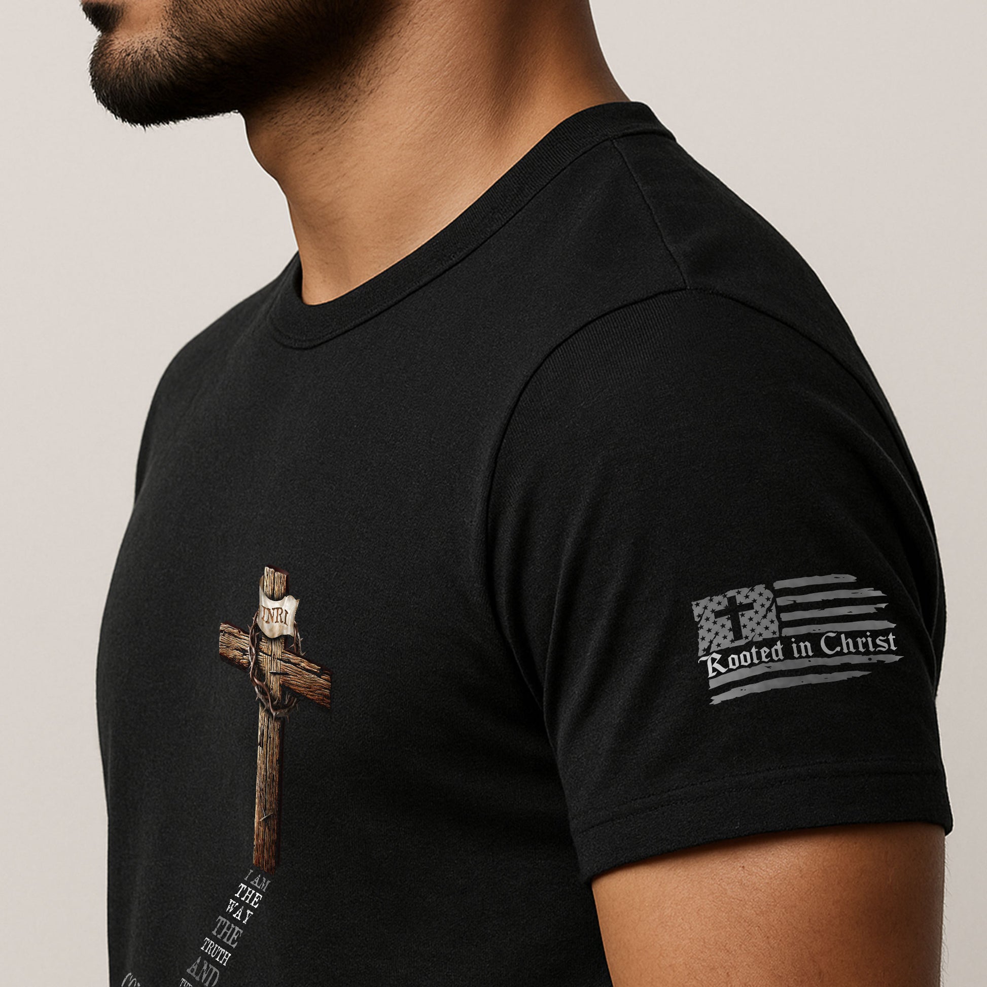 INRI Cross John 14:6 - Christian Tee Shirts, Christian Shirts for Men - Rust Field Wear