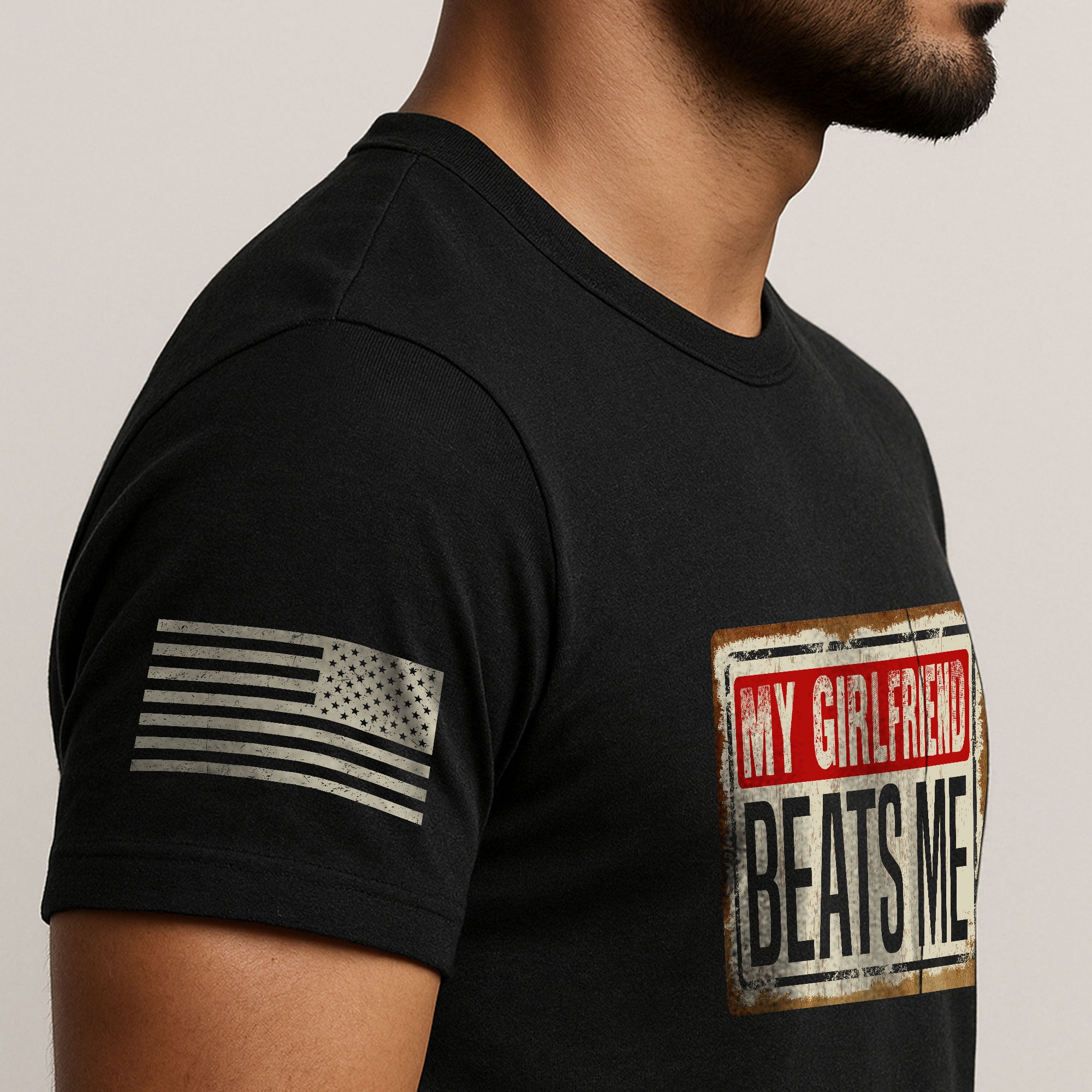 My Girlfriend Beats Me Funny Joke Quote Men Vintage Graphic Shirt Casual Novelty Tops